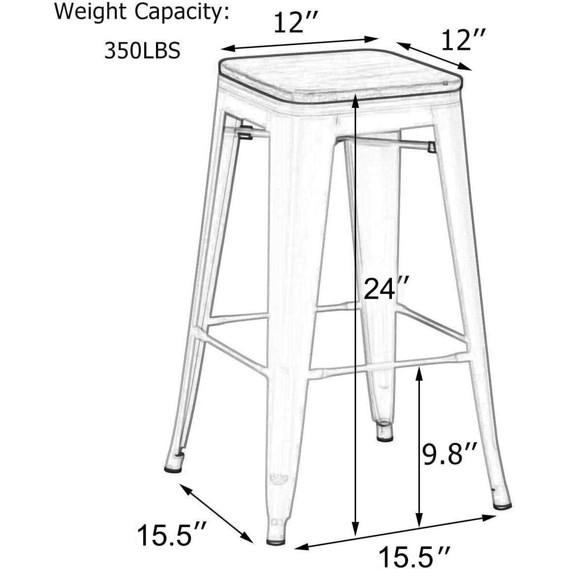 Conjunto de 4 Taburetes de Bar Andeworld 61 cm Metal y Madera