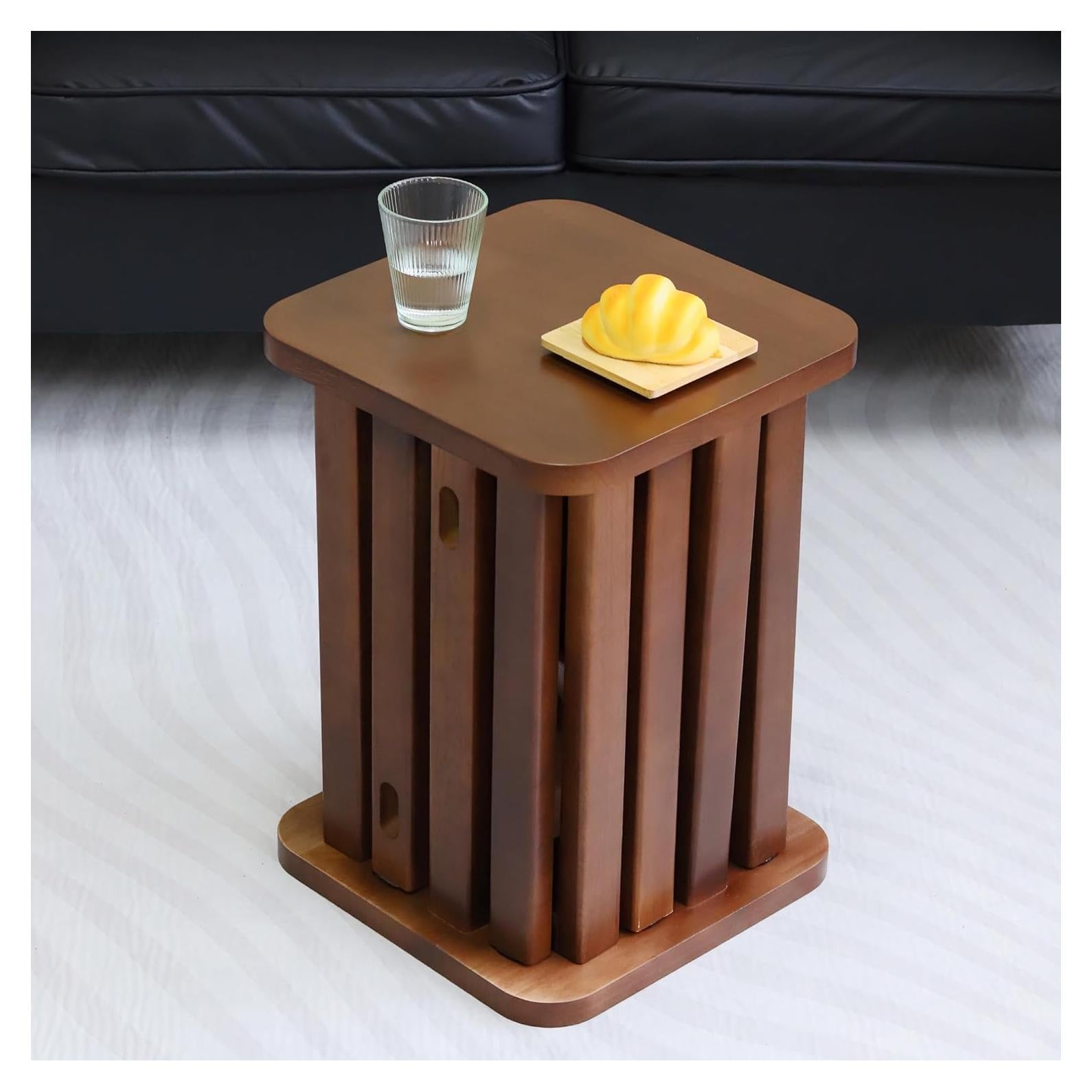 Stackable Stools Set of 4,4-in-1 Wood Stool,Square Wooden Stools with Anti-Slip Foot Pads for Kitchen,Bedroom,Living Room,Bar,No Assembly Required Durable and Space-Saving Design【 Walnut】