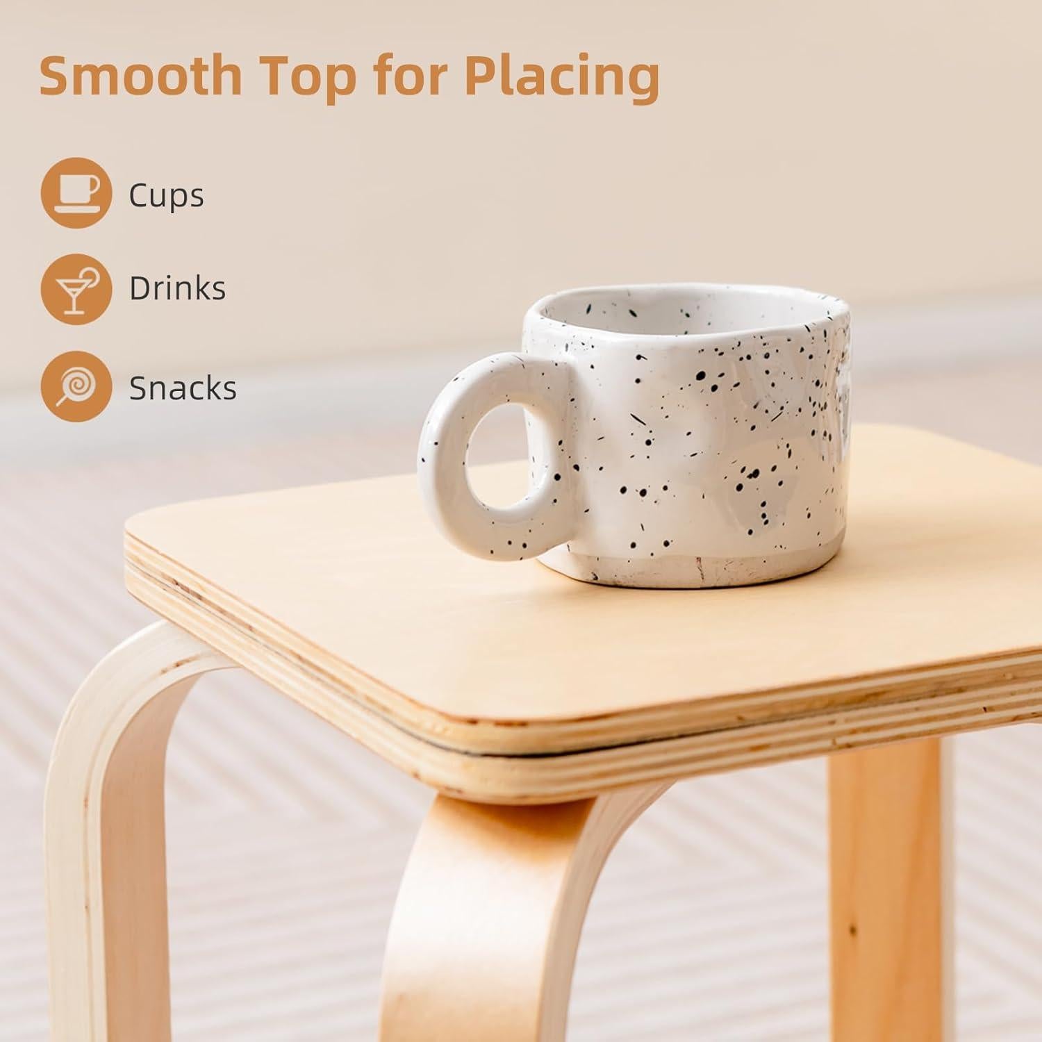 Juego de 4 Taburetes Apilables GLACER de Madera Natural 45.7 cm