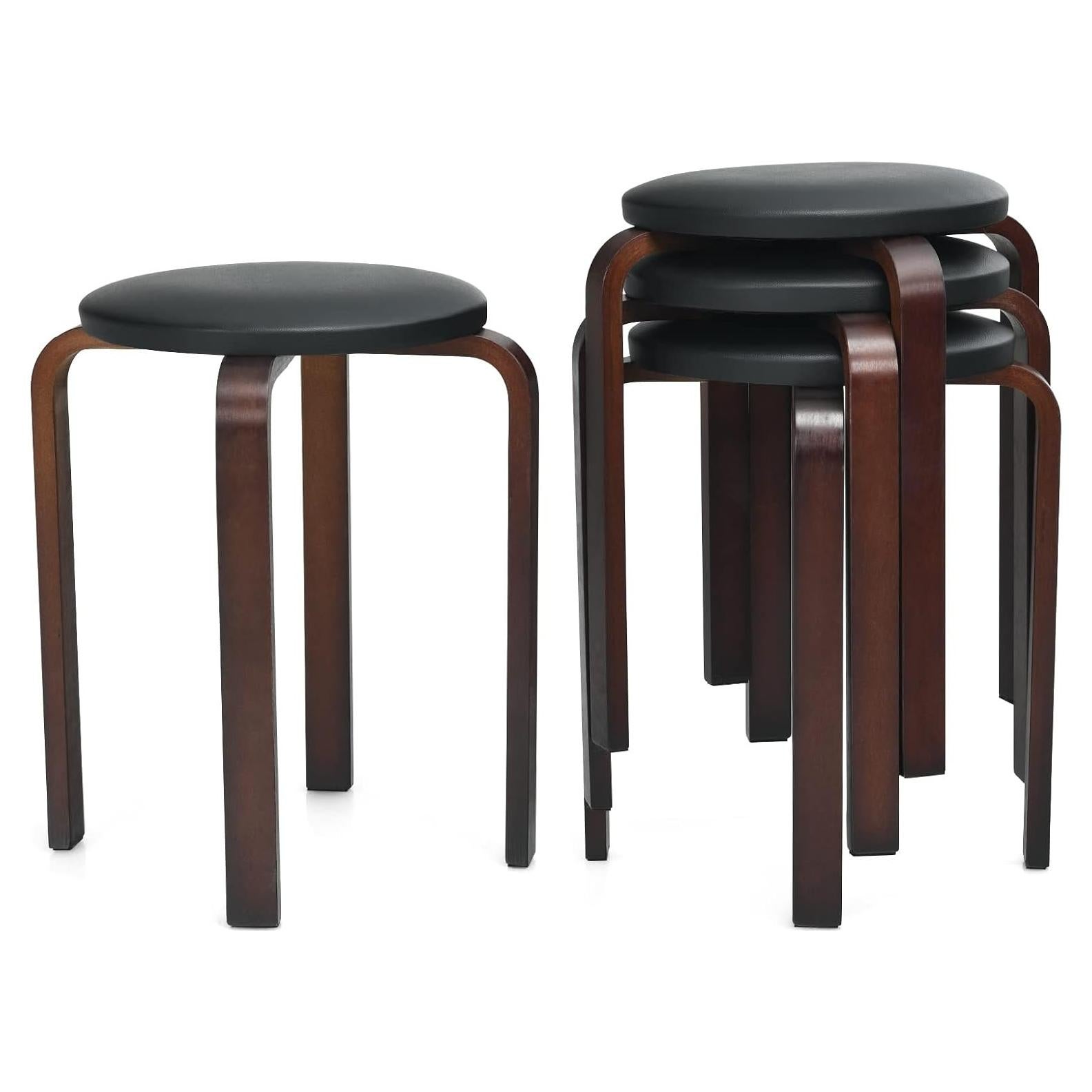 Conjunto de 4 Taburetes de Bar Hysache Acolchados Negros