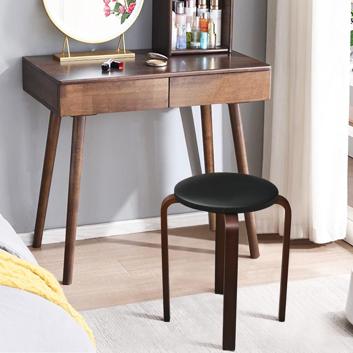 Conjunto de 4 Taburetes de Bar Hysache Acolchados Negros