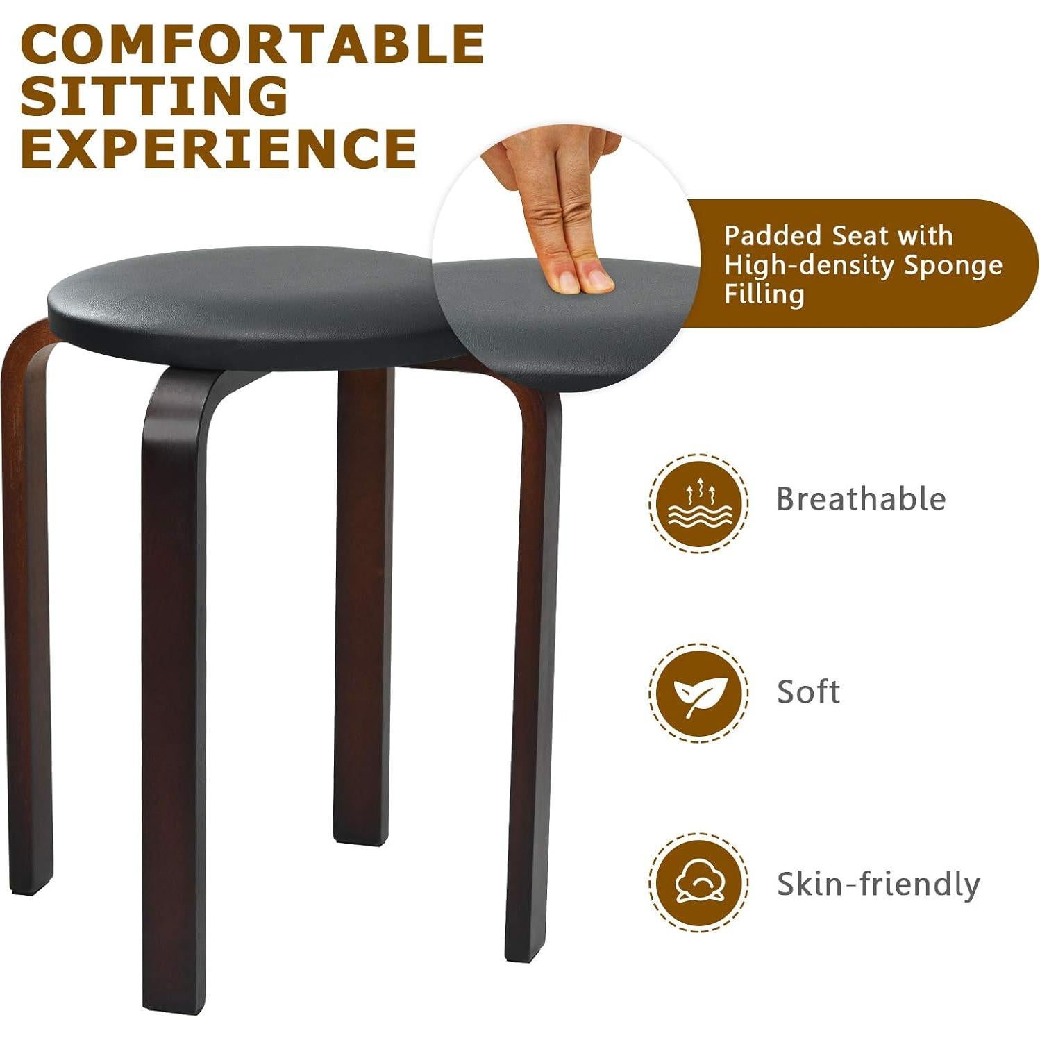 Conjunto de 4 Taburetes de Bar Hysache Acolchados Negros