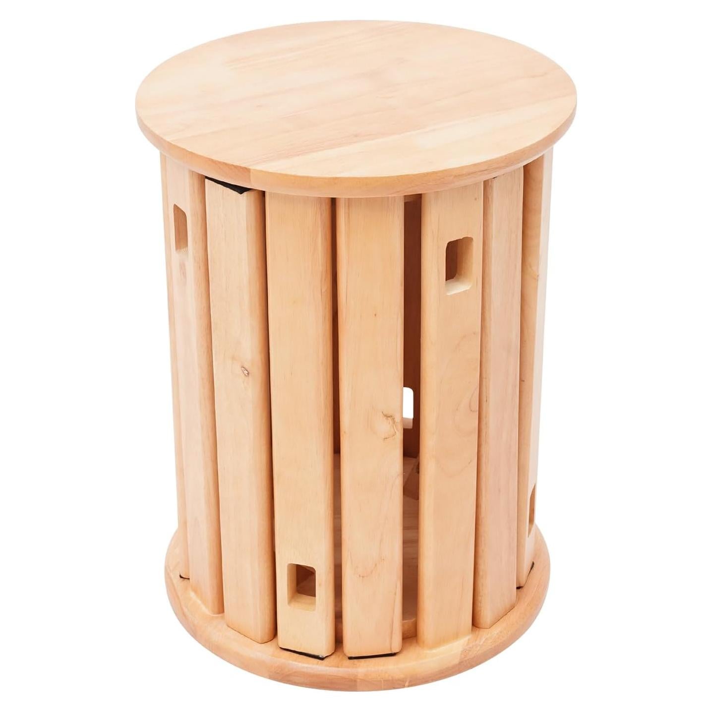 4-in-1 Stacking Stools Stackable Stools Set of 4 Round Wooden Stool Nesting Stool Side Table Multifunctional Combination Chairs for Living Room, Bedroom, Balcony (Log Color)