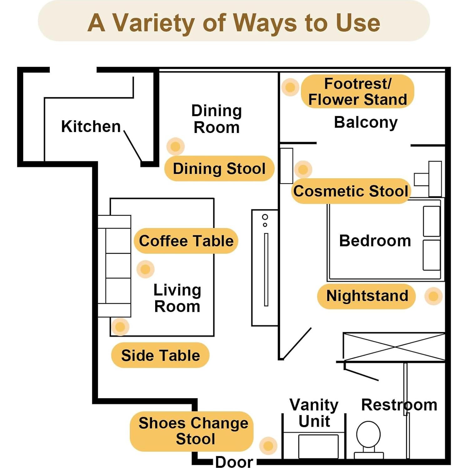 AMSXNOO Stackable Stools Set of 6, 6-in-1 Wood Stacking stools with Base, Multifunctional Seats for Kitchen Living Room Bedroom, No Assembly (Walnut Colour, 14.17x14.17x24.8 in)