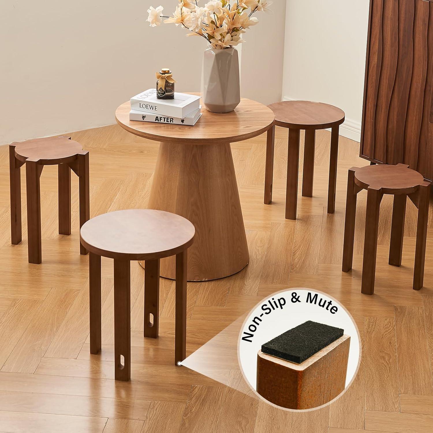 Mesa Lateral Apilable CozyDH 4 en 1 de Madera con Ruedas