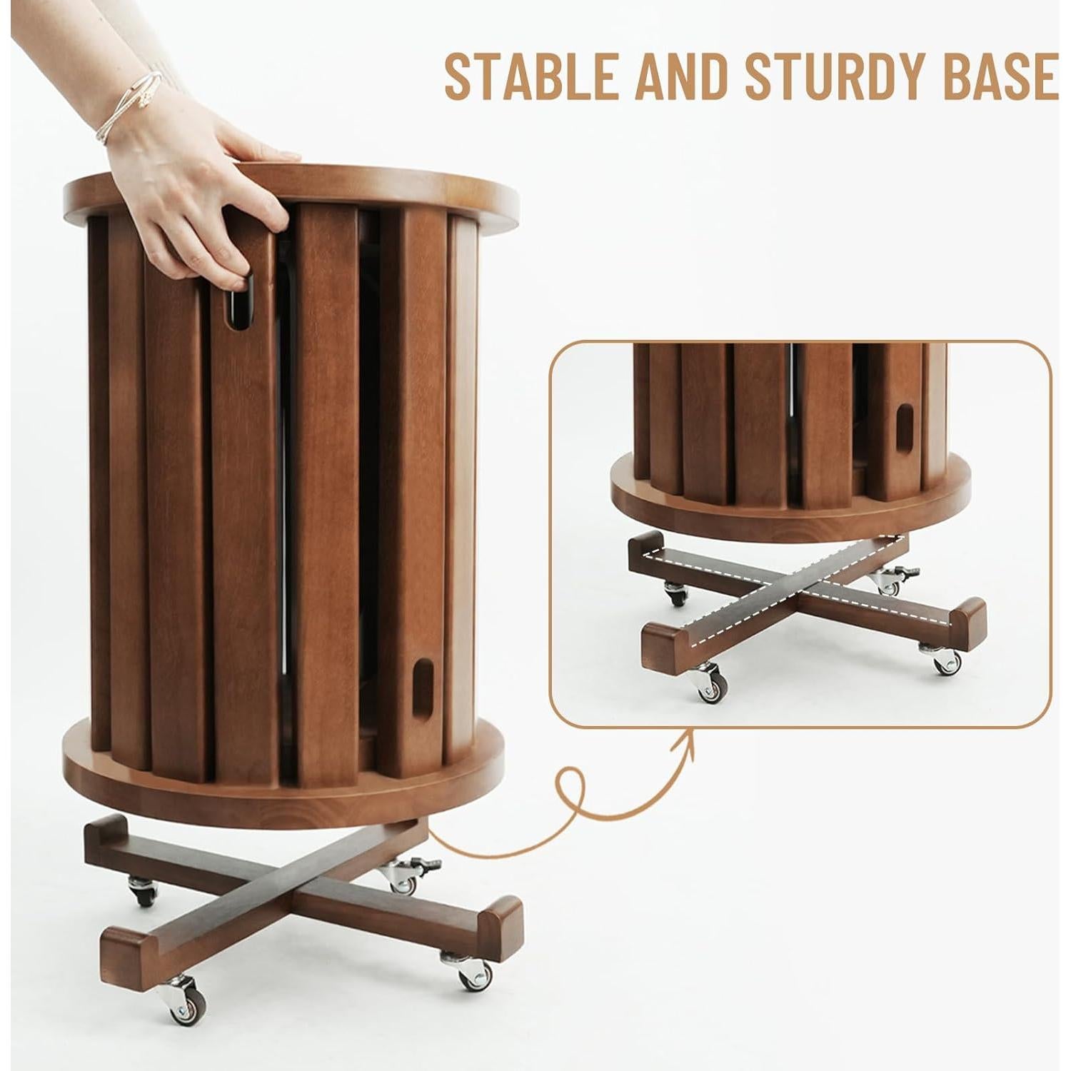 Mesa Lateral Apilable CozyDH 4 en 1 de Madera con Ruedas