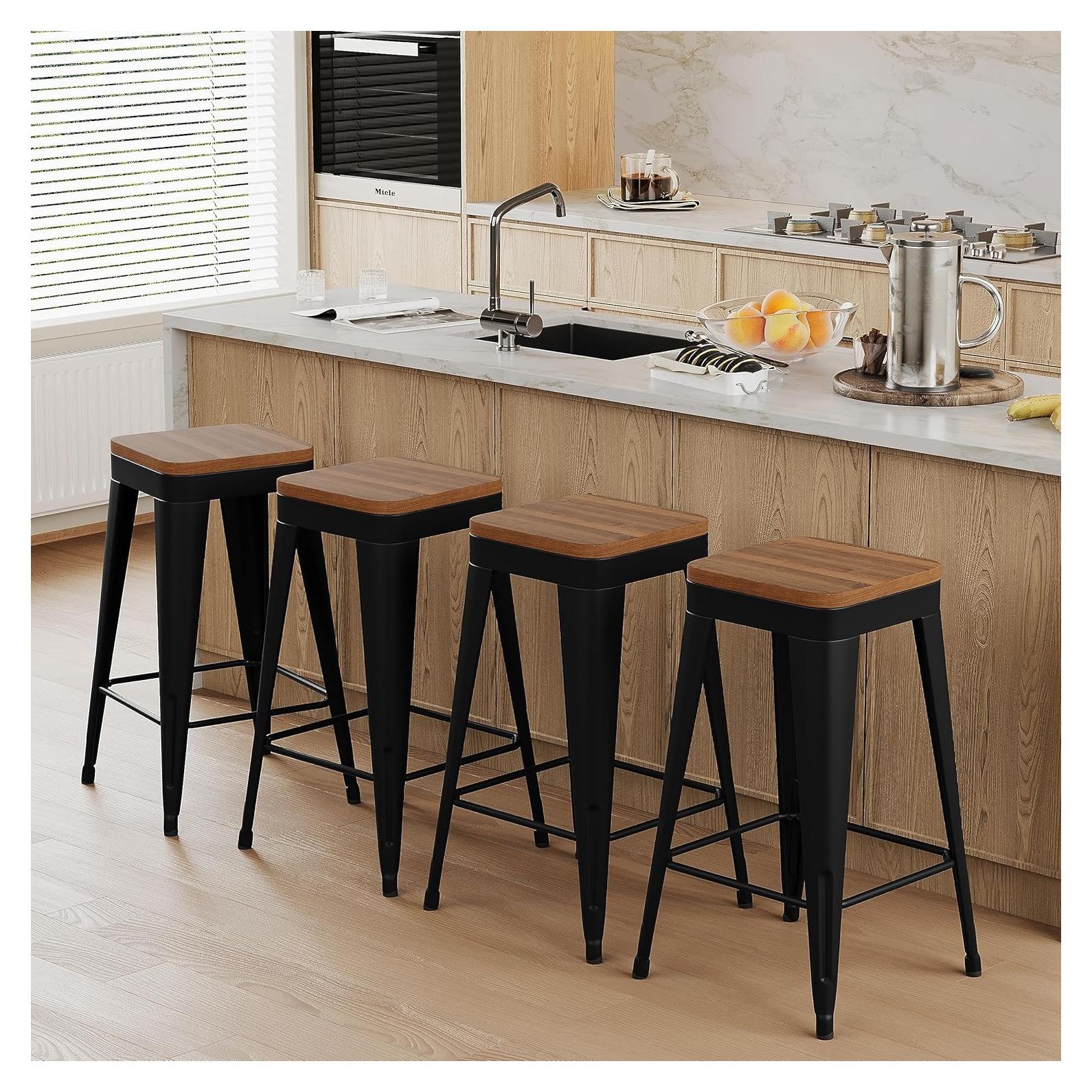 Juego de 2 Taburetes de Bar Modernos POINTANT 76.2 cm Negros