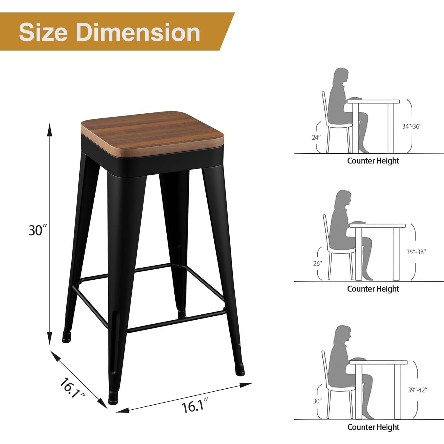 Juego de 2 Taburetes de Bar Modernos POINTANT 76.2 cm Negros