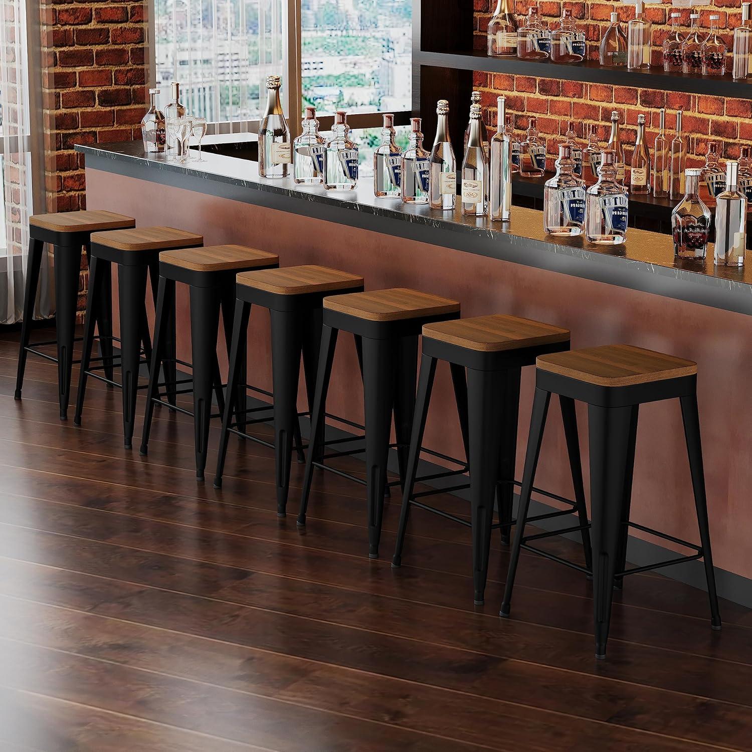 Juego de 2 Taburetes de Bar Modernos POINTANT 76.2 cm Negros