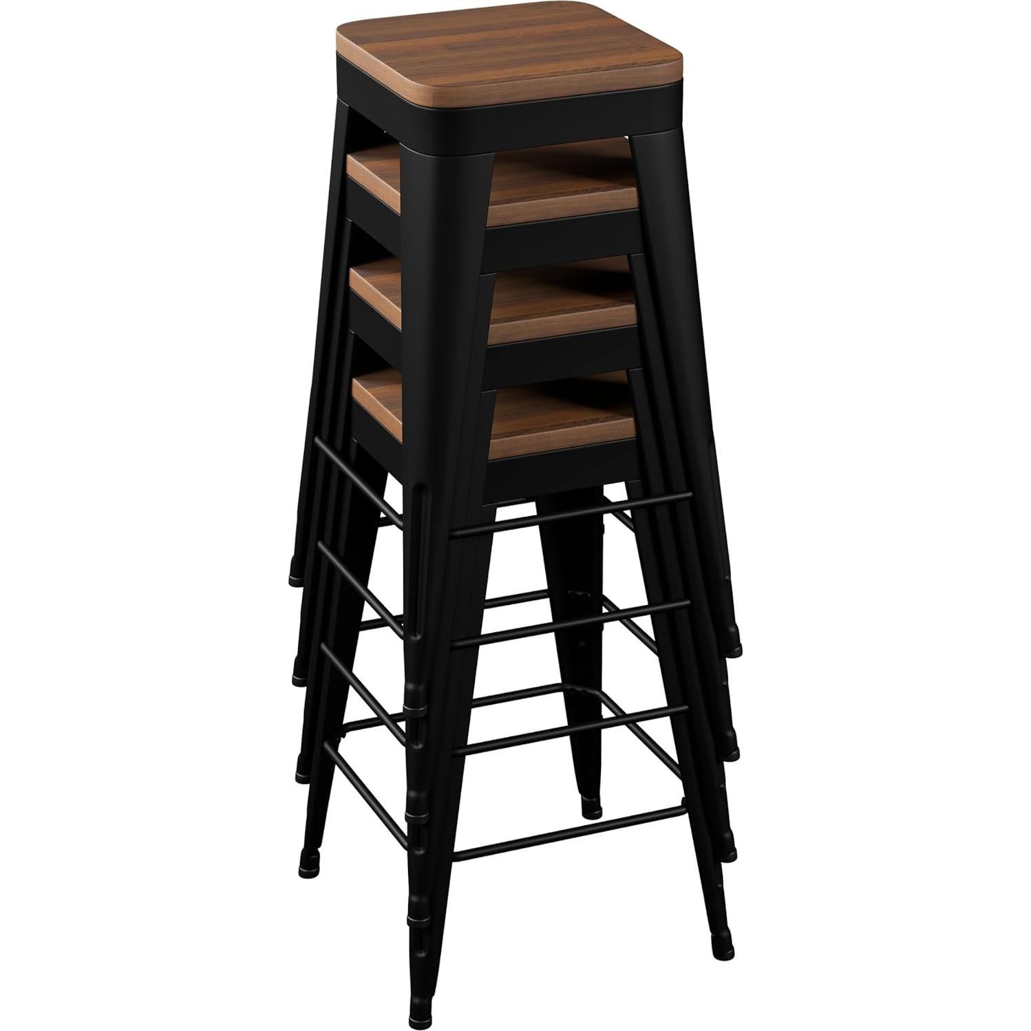 Juego de 2 Taburetes de Bar Modernos POINTANT 76.2 cm Negros