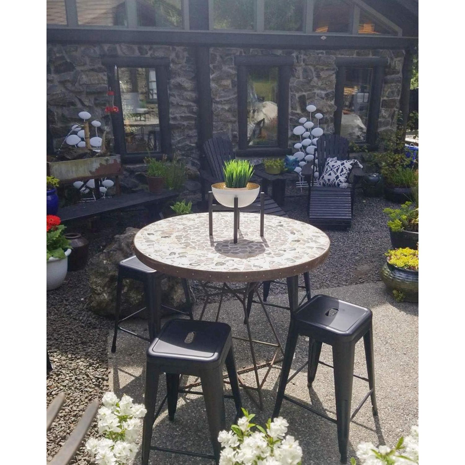 FDW Juego de 4 Taburetes de Bar de Metal 76 cm Negro Apilables