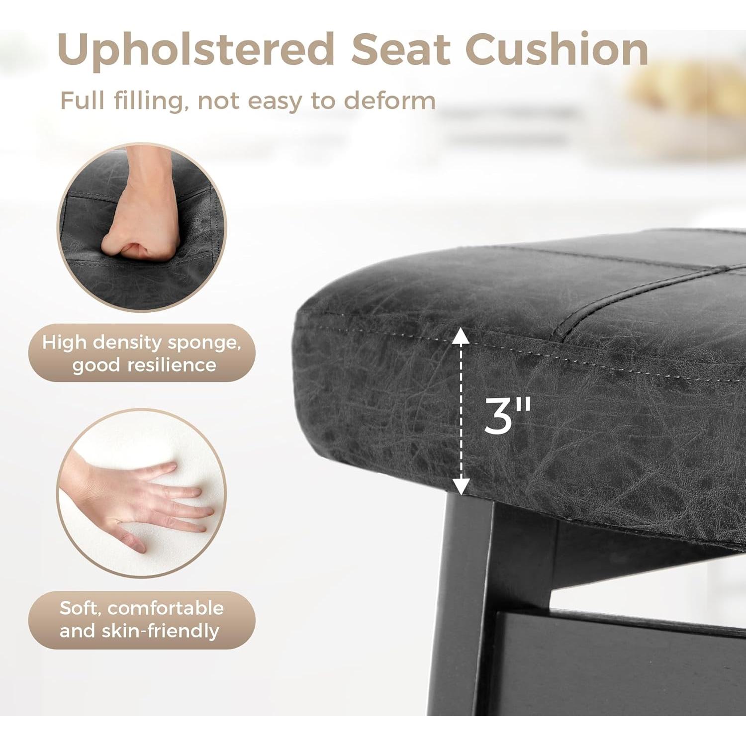 Taburetes de Bar MAISON ARTS Set de 2 Altura 61 cm Negro