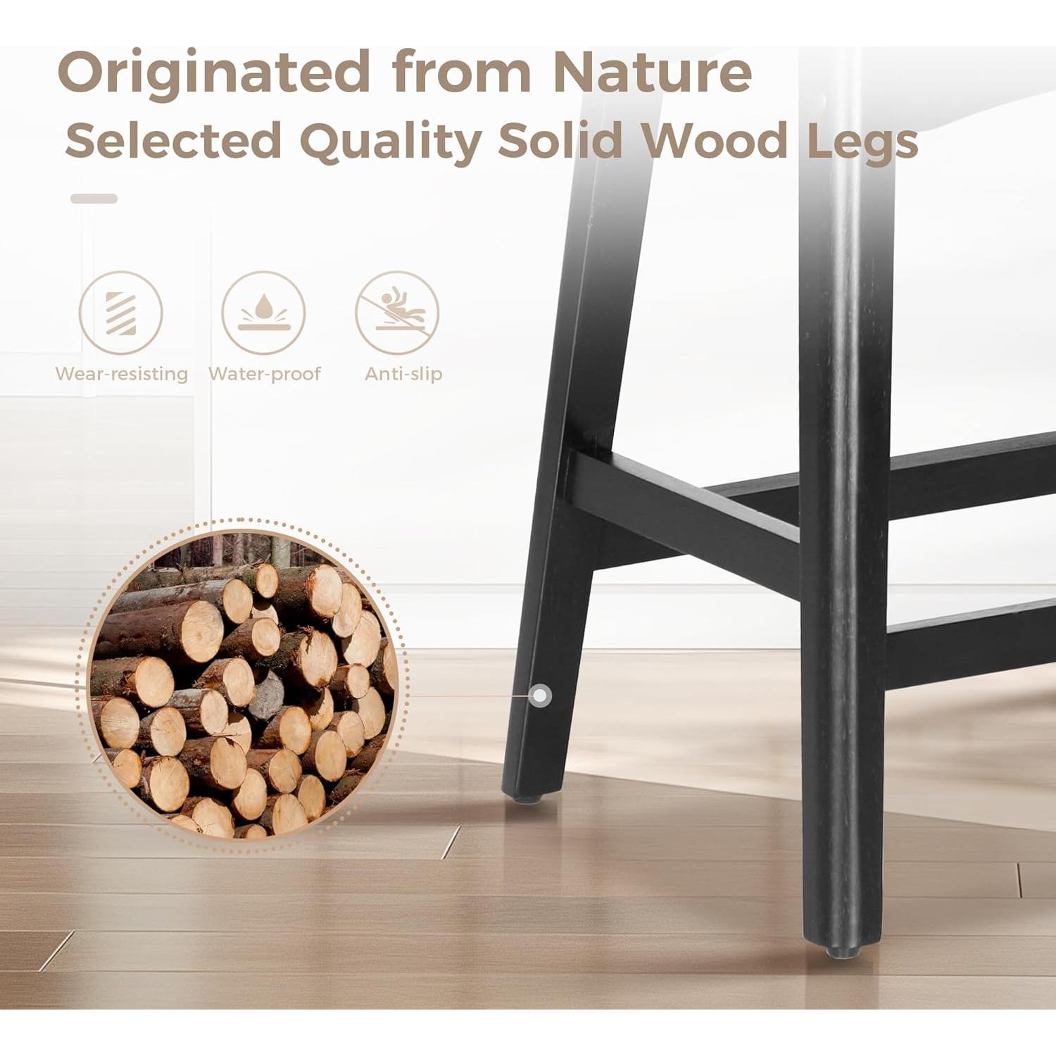 Taburetes de Bar MAISON ARTS Set de 2 Altura 61 cm Negro