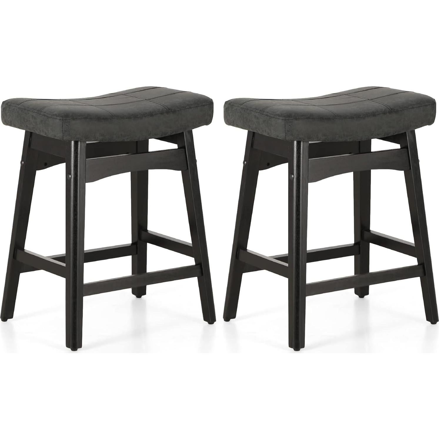Taburetes de Bar MAISON ARTS Set de 2 Altura 61 cm Negro