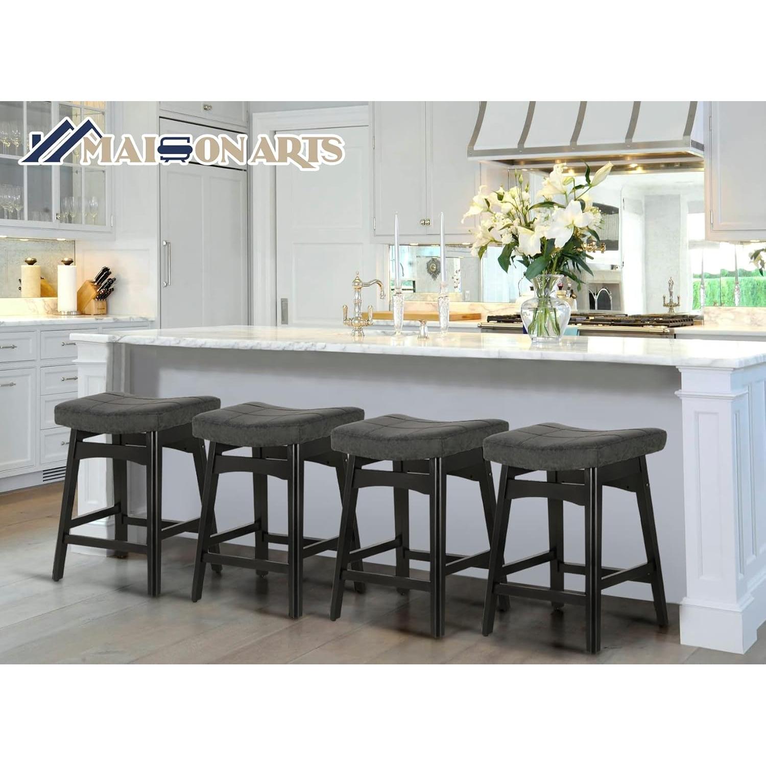 Taburetes de Bar MAISON ARTS Set de 2 Altura 61 cm Negro