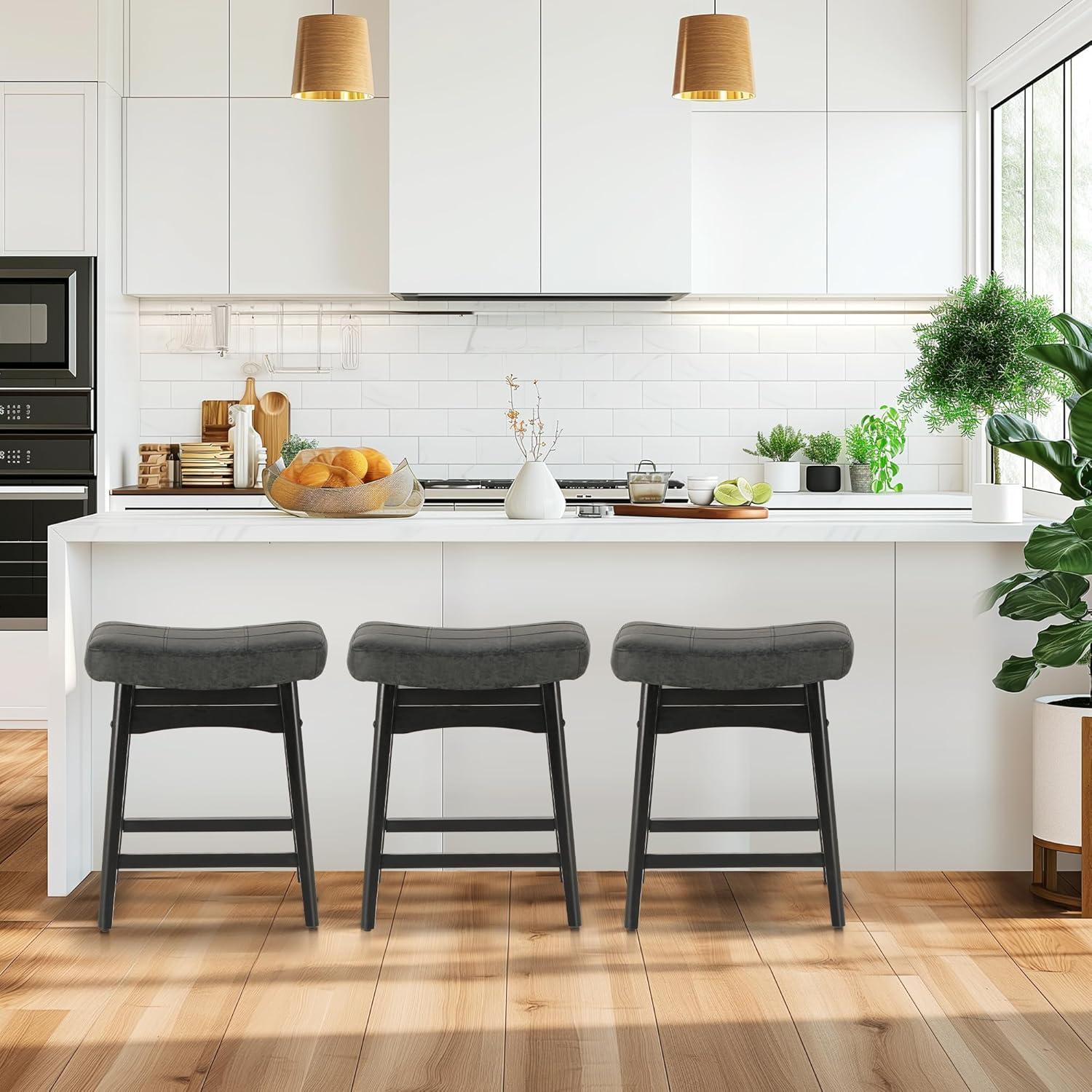 Taburetes de Bar MAISON ARTS Set de 2 Altura 61 cm Negro