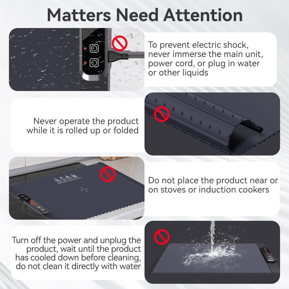 Bandeja Calentadora Eléctrica YUNRUO 300W Silicona Plegable