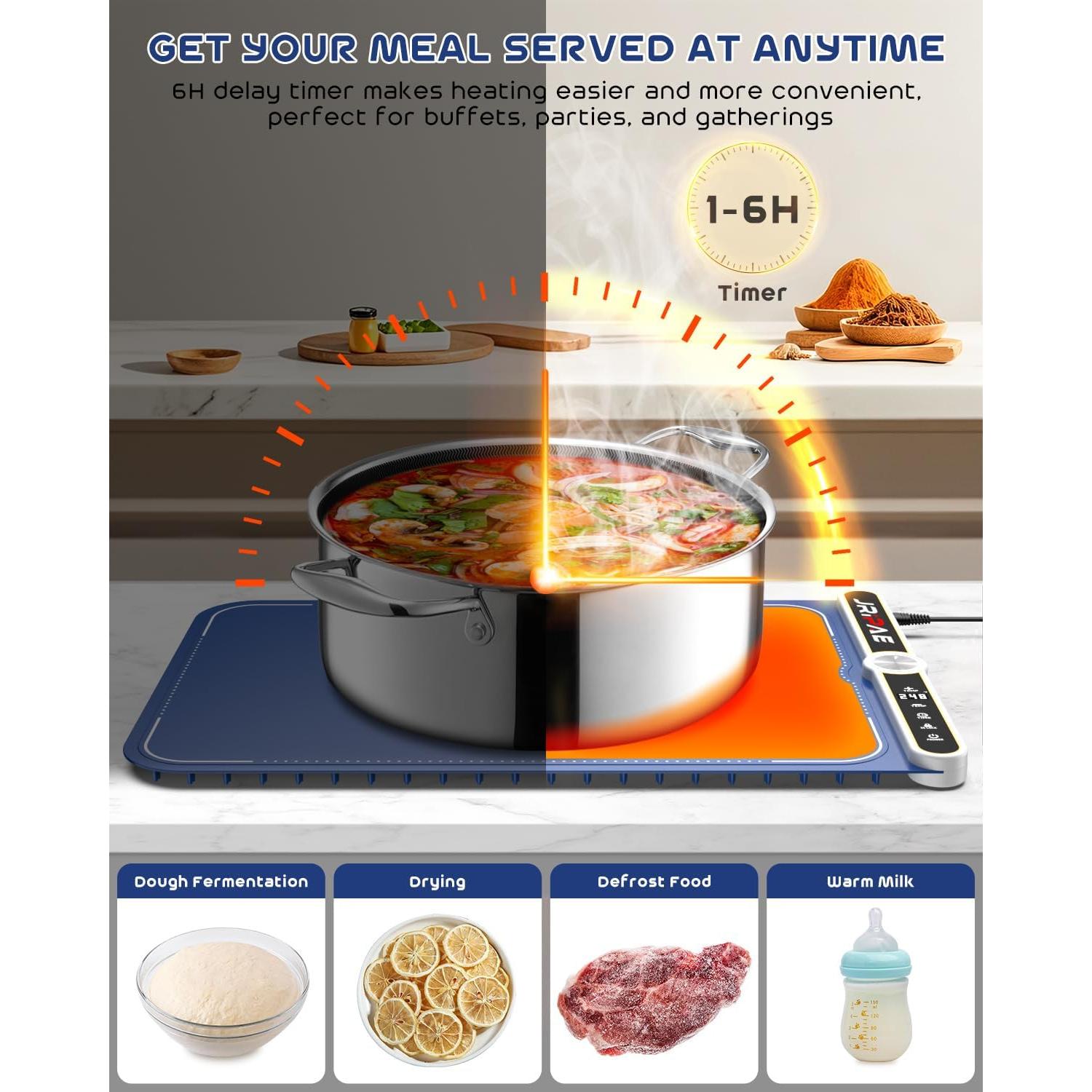 Alfombrilla Calentadora de Comida Jripae 60cm Azul Marino 330W