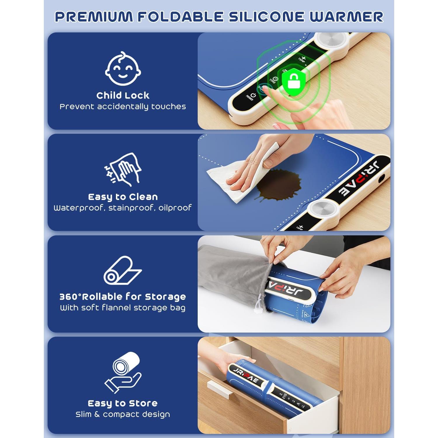 Alfombrilla Calentadora de Comida Jripae 60cm Azul Marino 330W