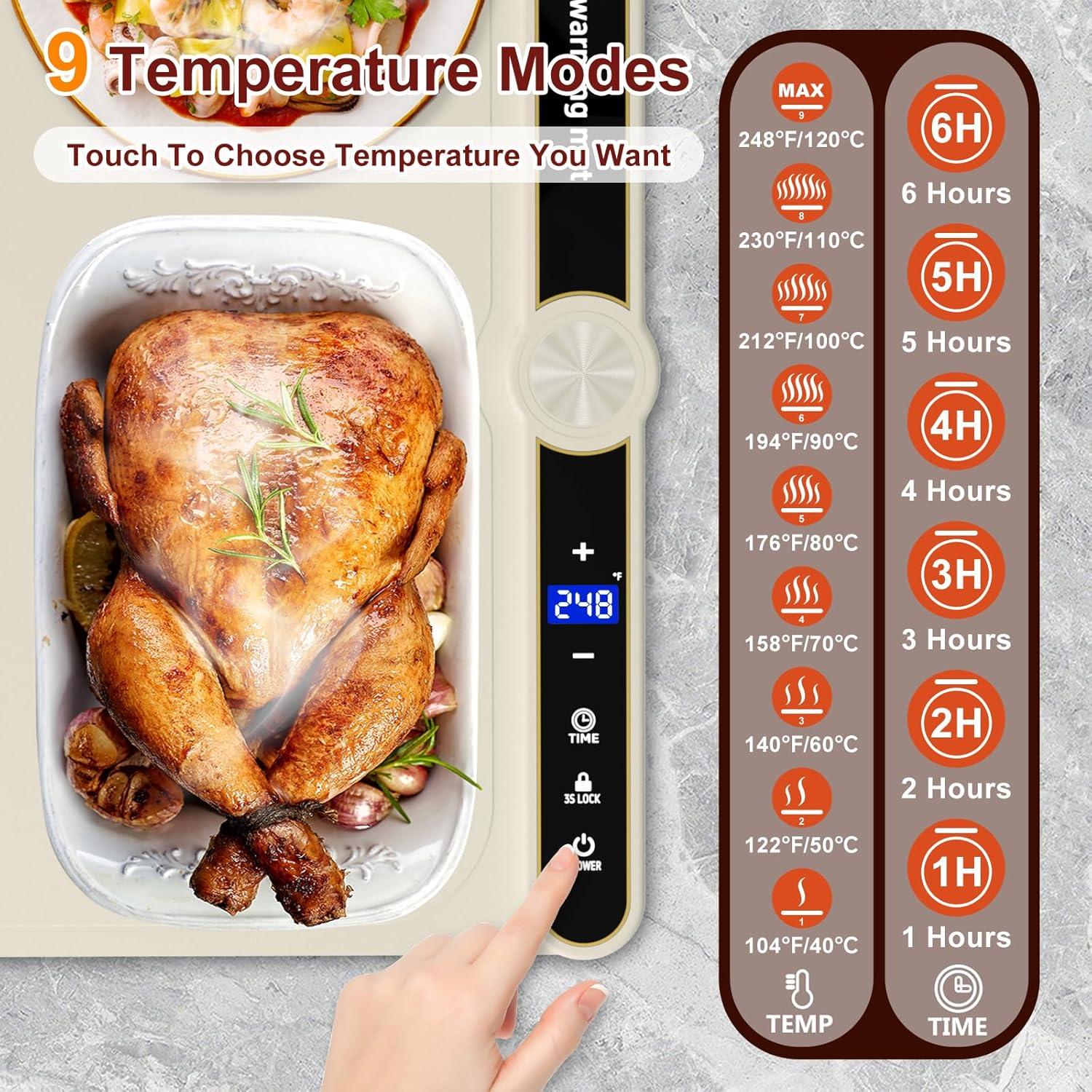Bandeja Calentadora Eléctrica SNIFITAR 120°C 9 Niveles Temperatura