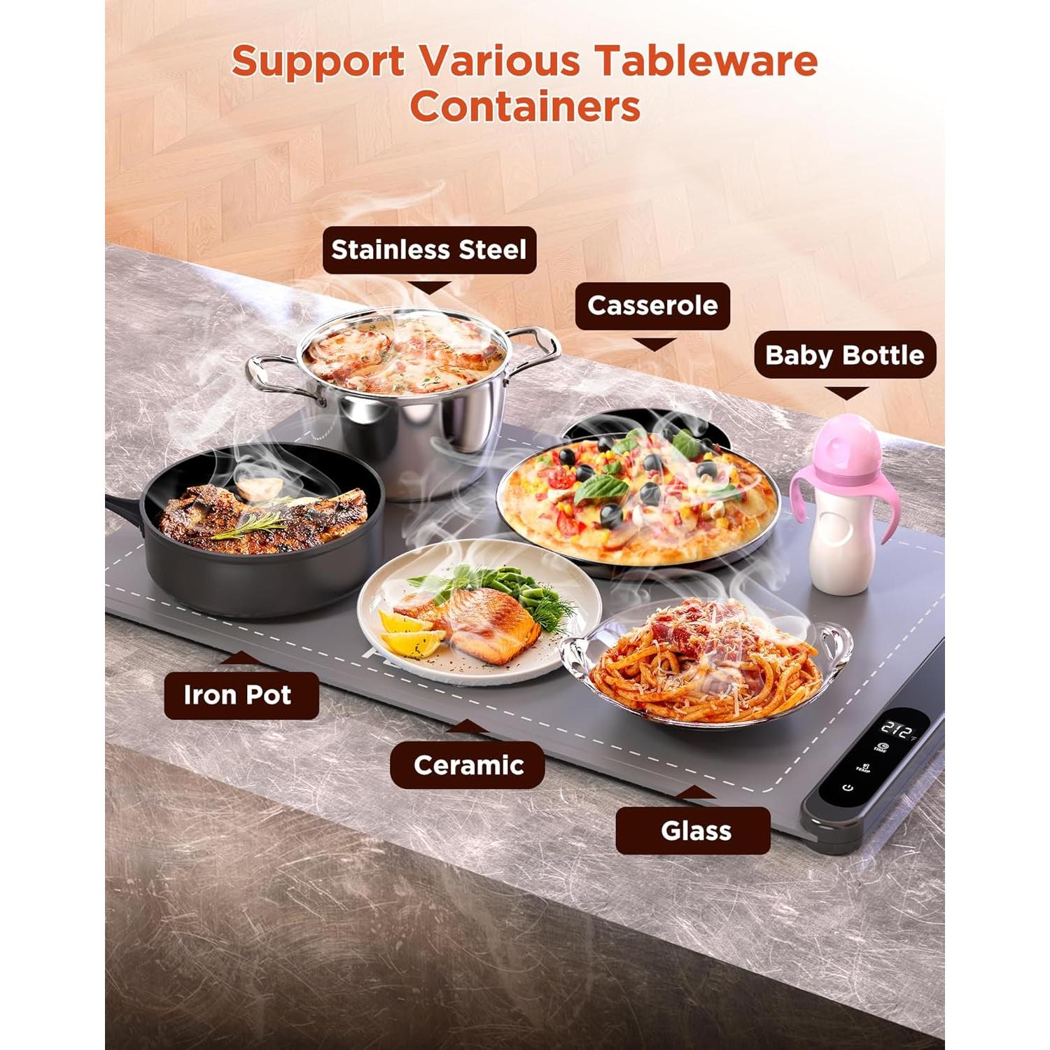 Alfombrilla Calentadora de Alimentos FEPPO 500W Ajustable 6 Niveles