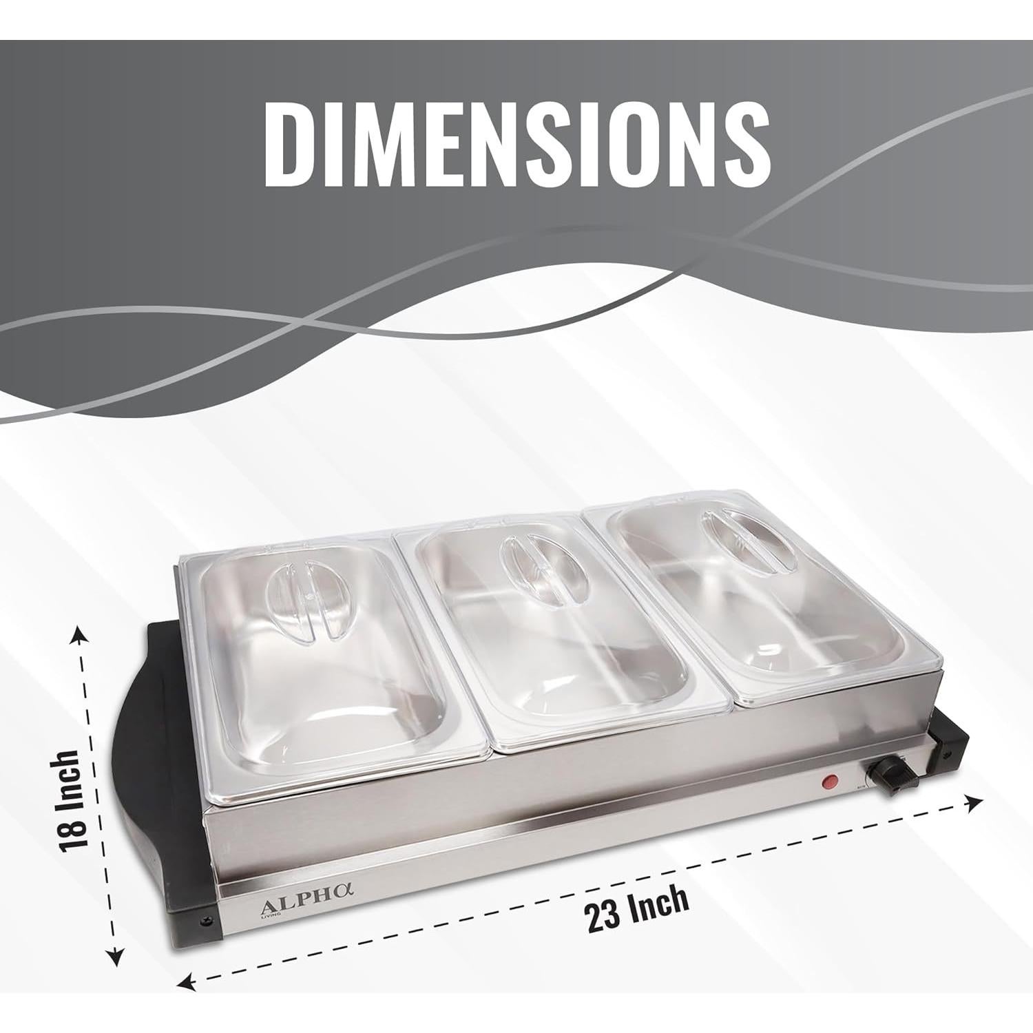 Calentador de Comida Eléctrico Alpha Living 3 Bandejas 2.5QT