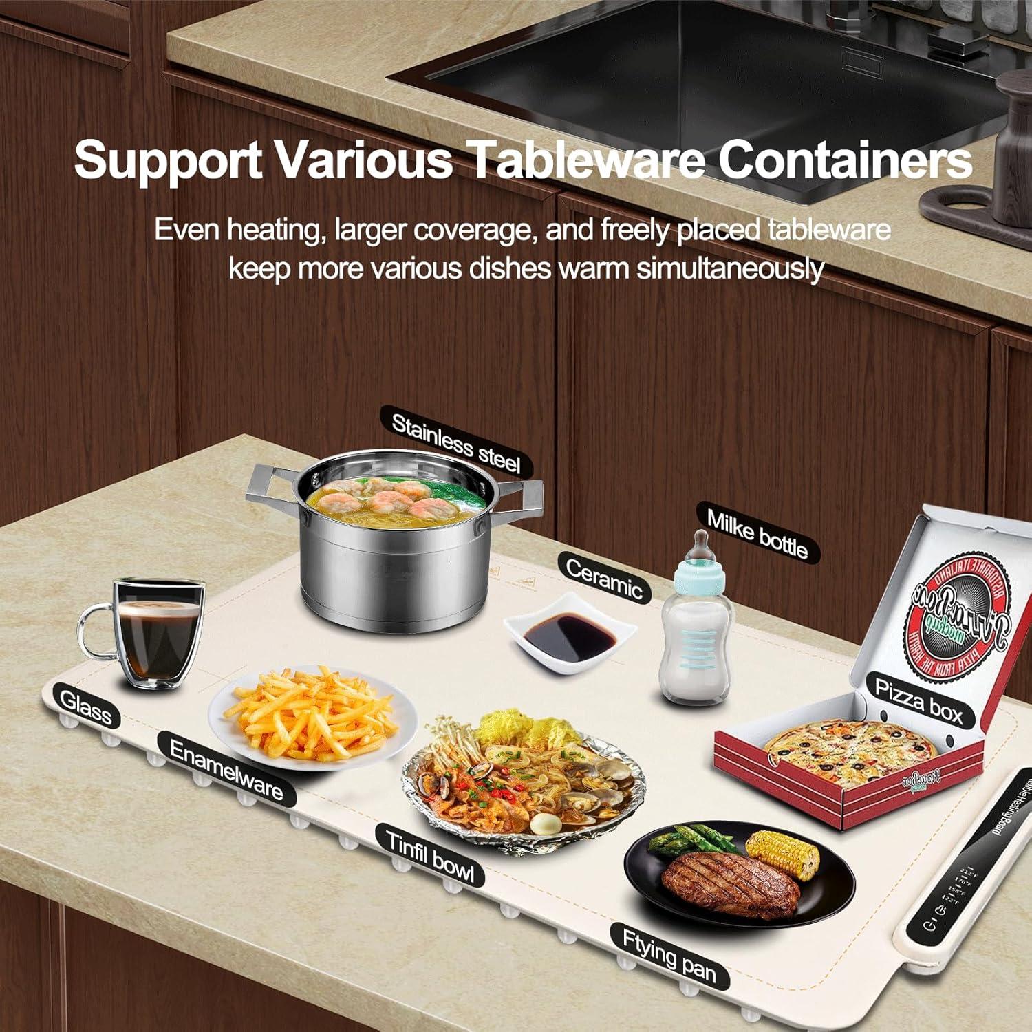 Alfombrilla Calentadora de Comida Qimh 250W 63x37cm Beige