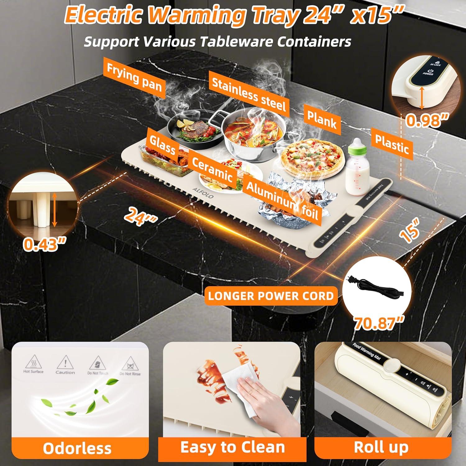 Alfombrilla Calentadora de Comida ALFOLO 61x38cm 9 Temp. 40-120°C