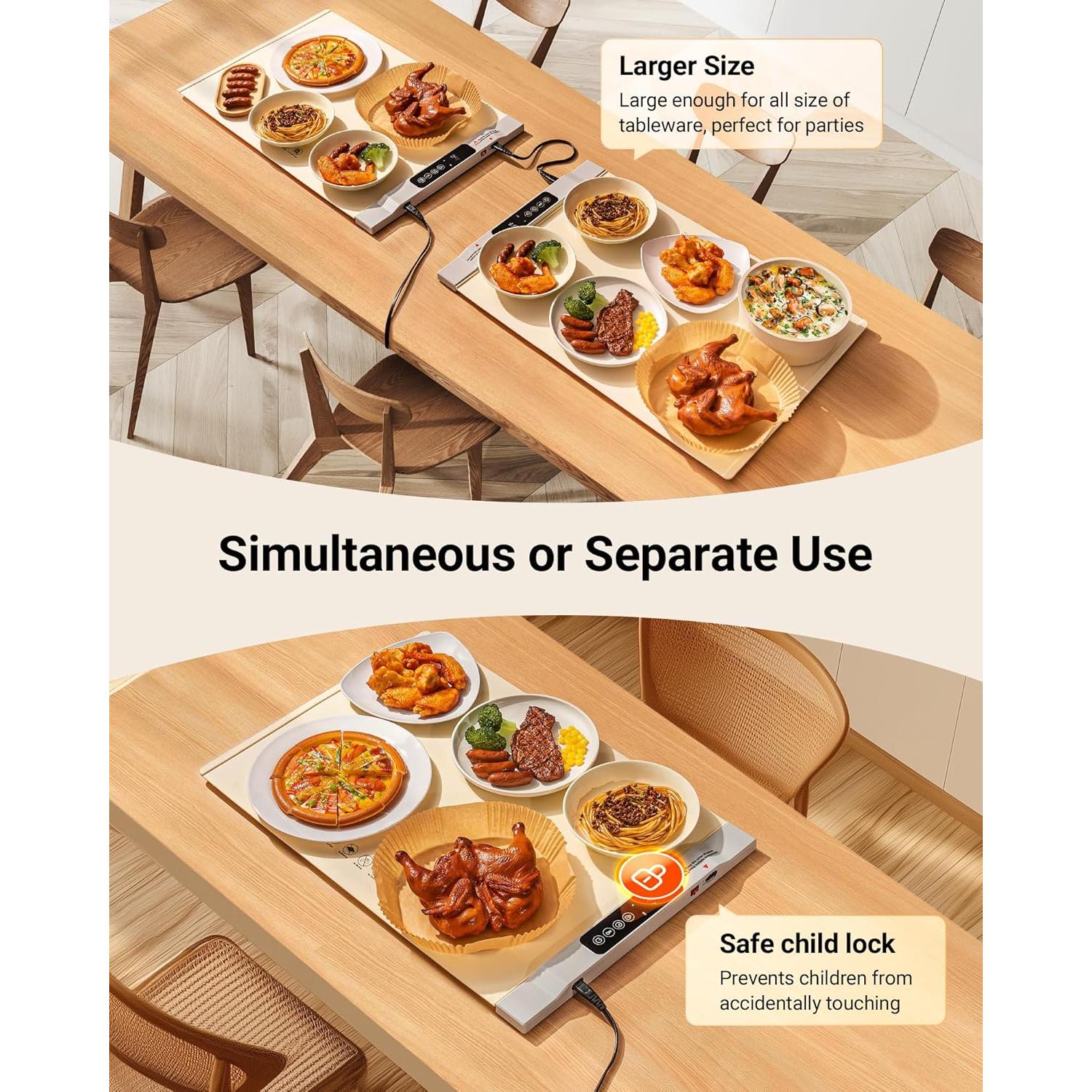 Alfombrilla Calentadora de Comida Gracenal 2 Piezas 7 Temperaturas