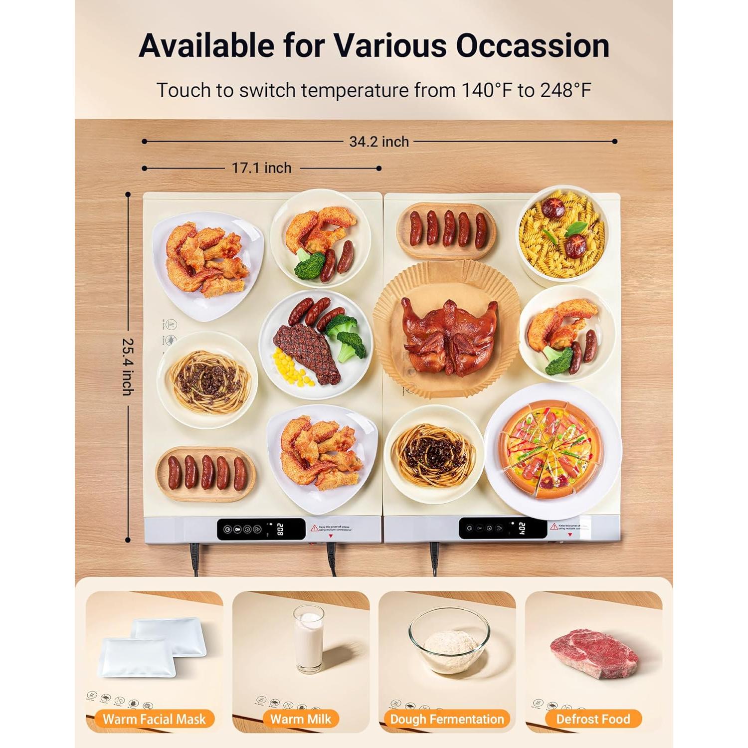 Alfombrilla Calentadora de Comida Gracenal 2 Piezas 7 Temperaturas