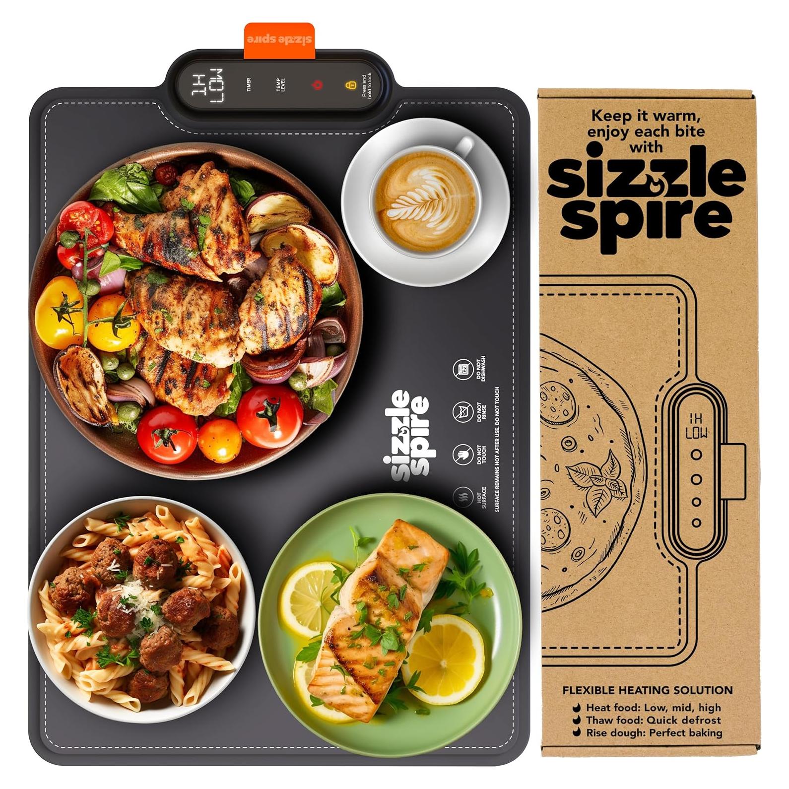 Bandeja Calentadora Eléctrica Sizzle Spire 100°C Silicona Negra