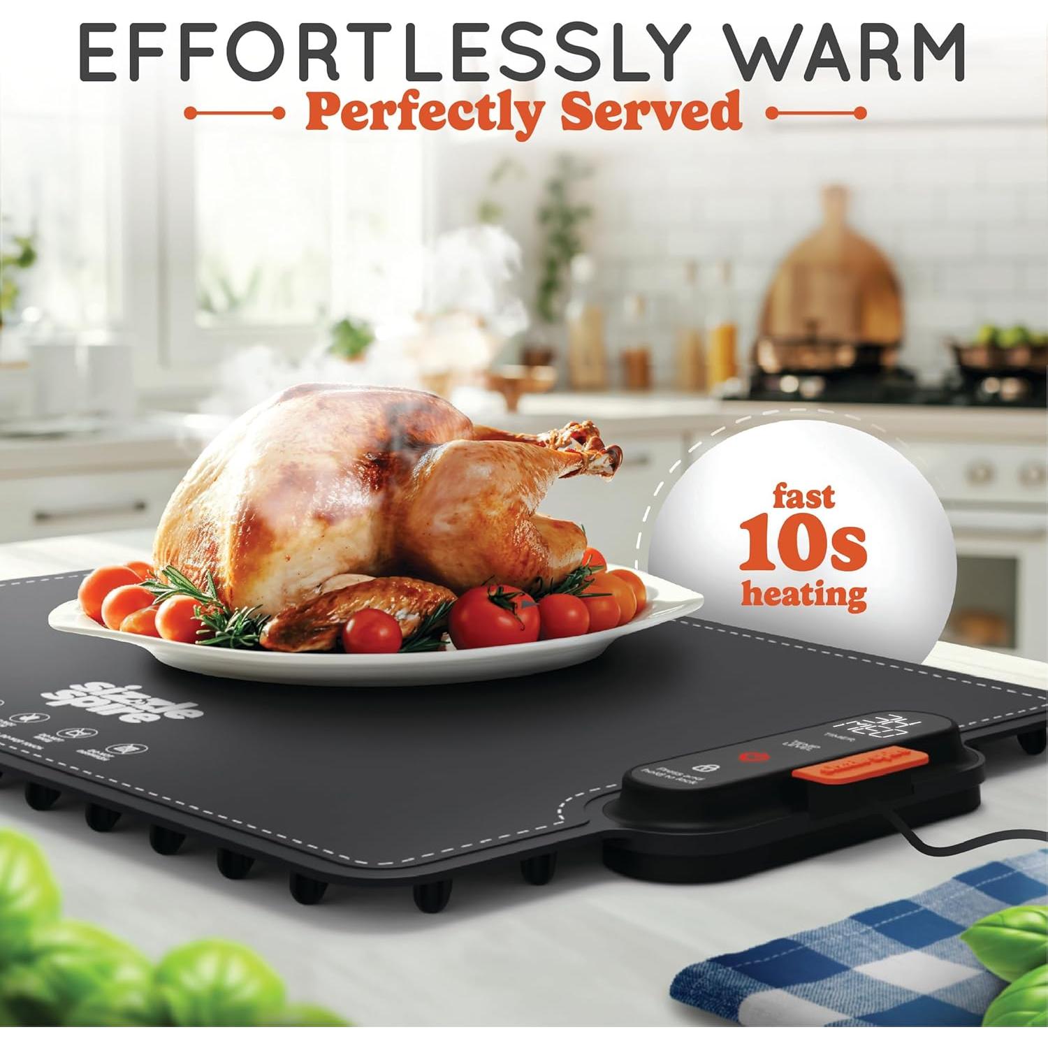 Bandeja Calentadora Eléctrica Sizzle Spire 100°C Silicona Negra