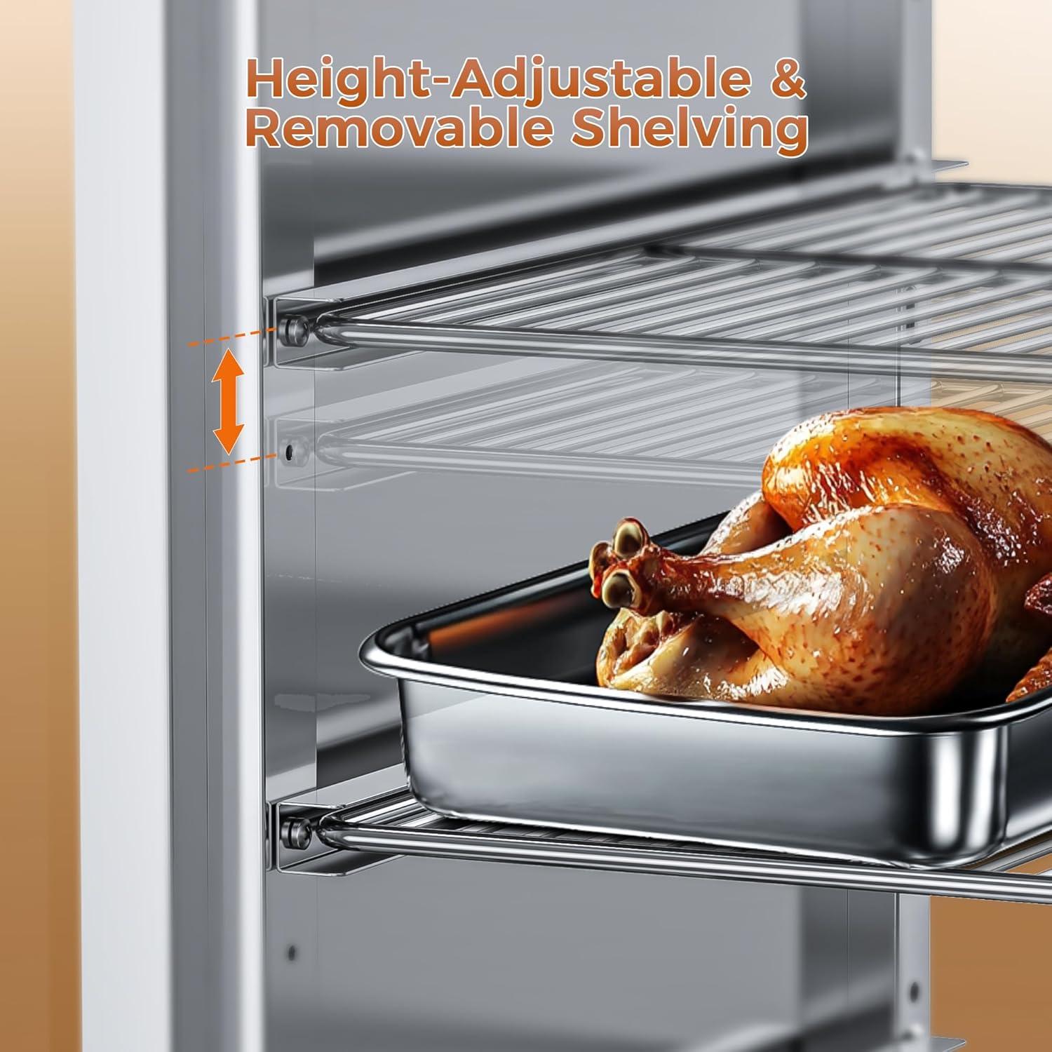 133Qt 5-Tier 900W Commercial Food Warmer with 304 Blued Stainless Steel Heating Element, 5MM Double-Tempered Glass Door, Adjustable Shelves, Electric Catering Hot Box Countertop Heated Holding Cabinet