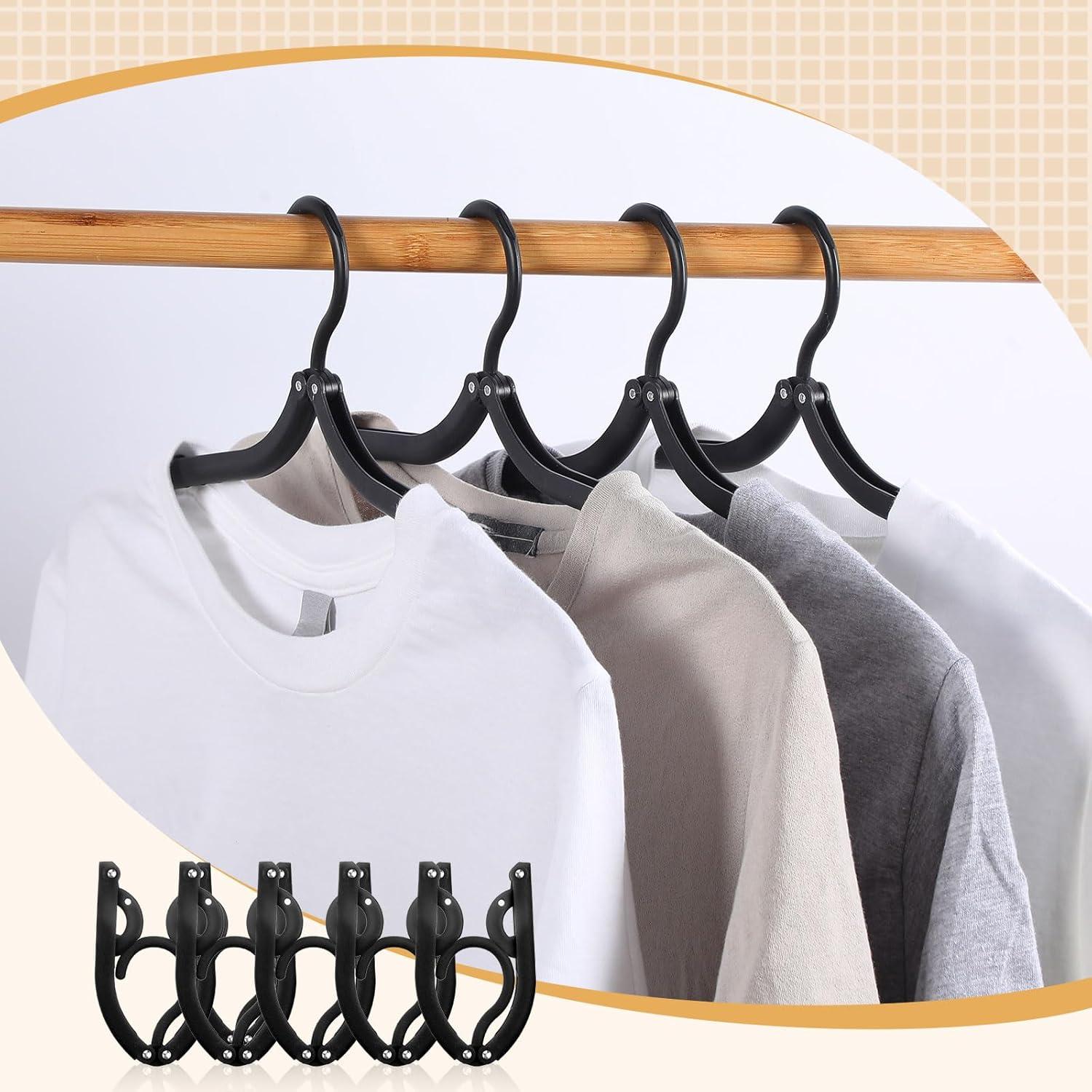 Perchas de Viaje Plegables Sieral 40 Pcs Negro Ahorro Espacio