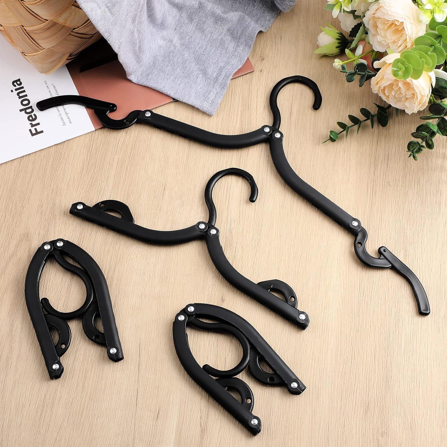 Perchas de Viaje Plegables Sieral 40 Pcs Negro Ahorro Espacio