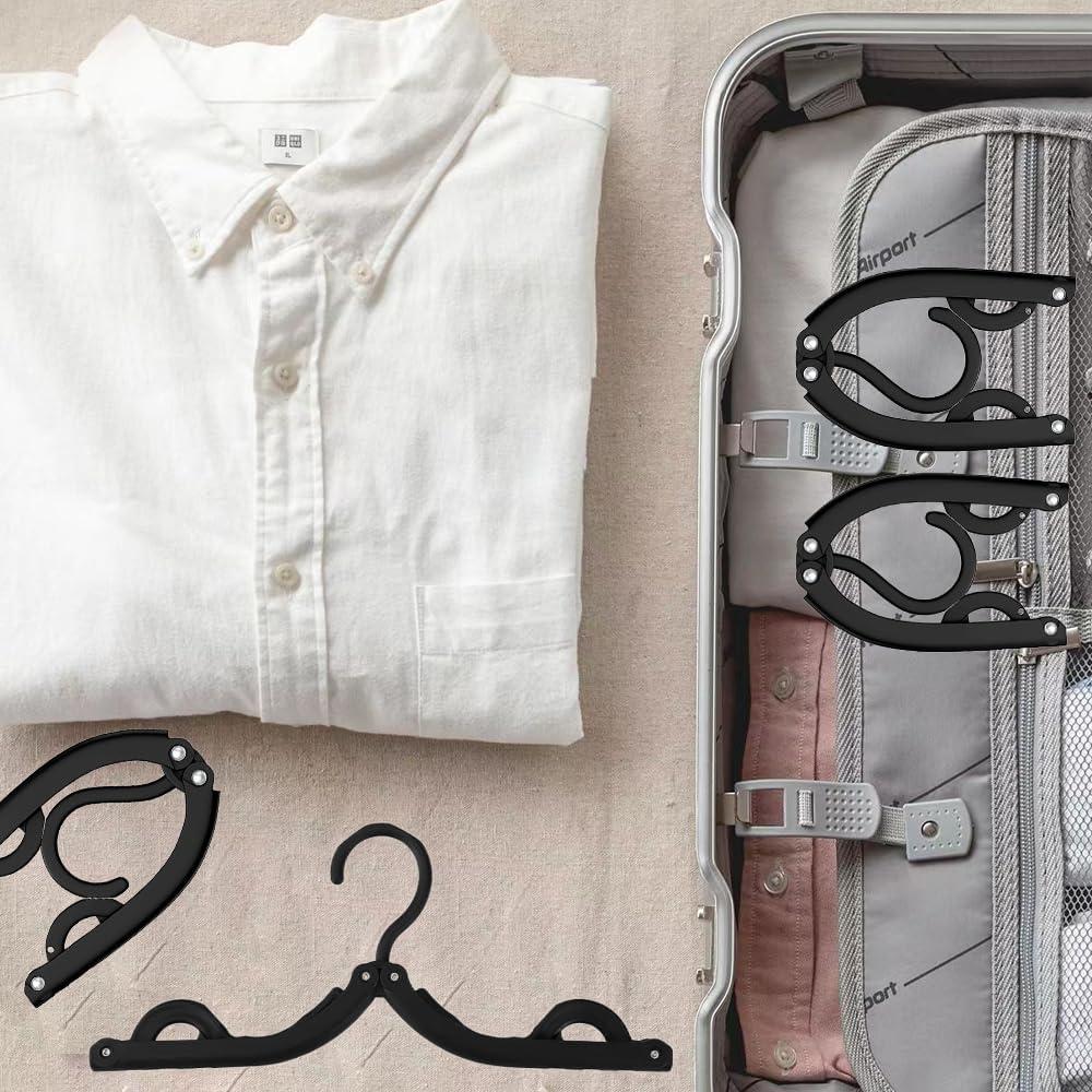 12PCS Travel Folding Hangers Portable Clothes Hangers Multifunctional Foldable Hanger(Black)