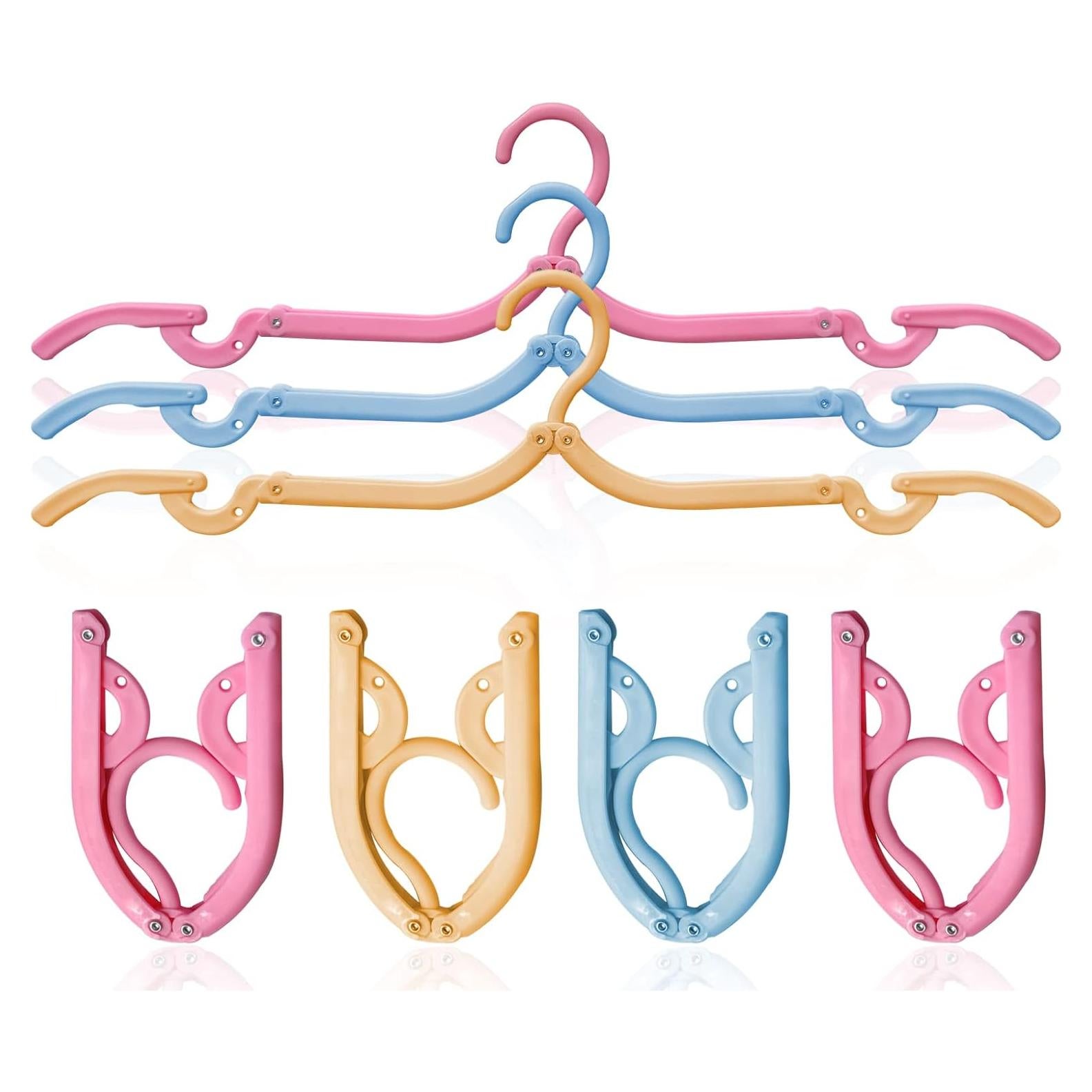12 Pcs Travel Hangers,Portable Folding Clothes Hangers ，Clothes Drying Rack for Home and Travel （3 Color）