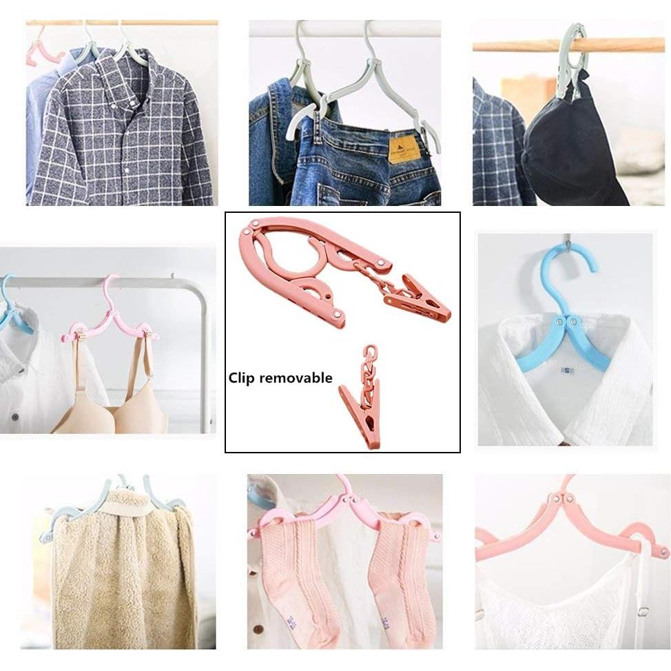 Perchas de Viaje Plegables YOUOWO 12 Pcs con Cuerda 5m