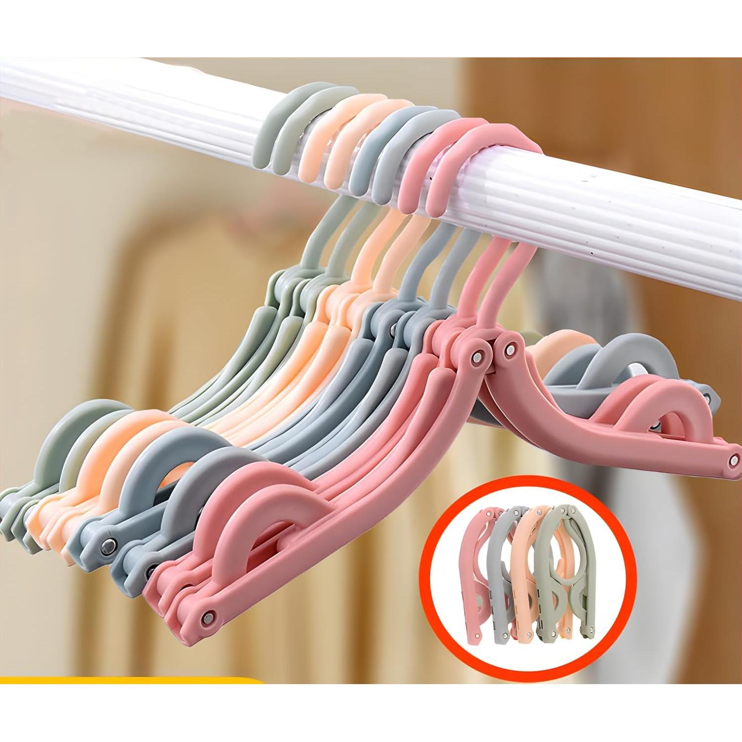 2pcs Portable Colored Folding Clothes Hangers, Portable Folding Travel Hangers, Clothes Drying Rack for Travel and Home Blue