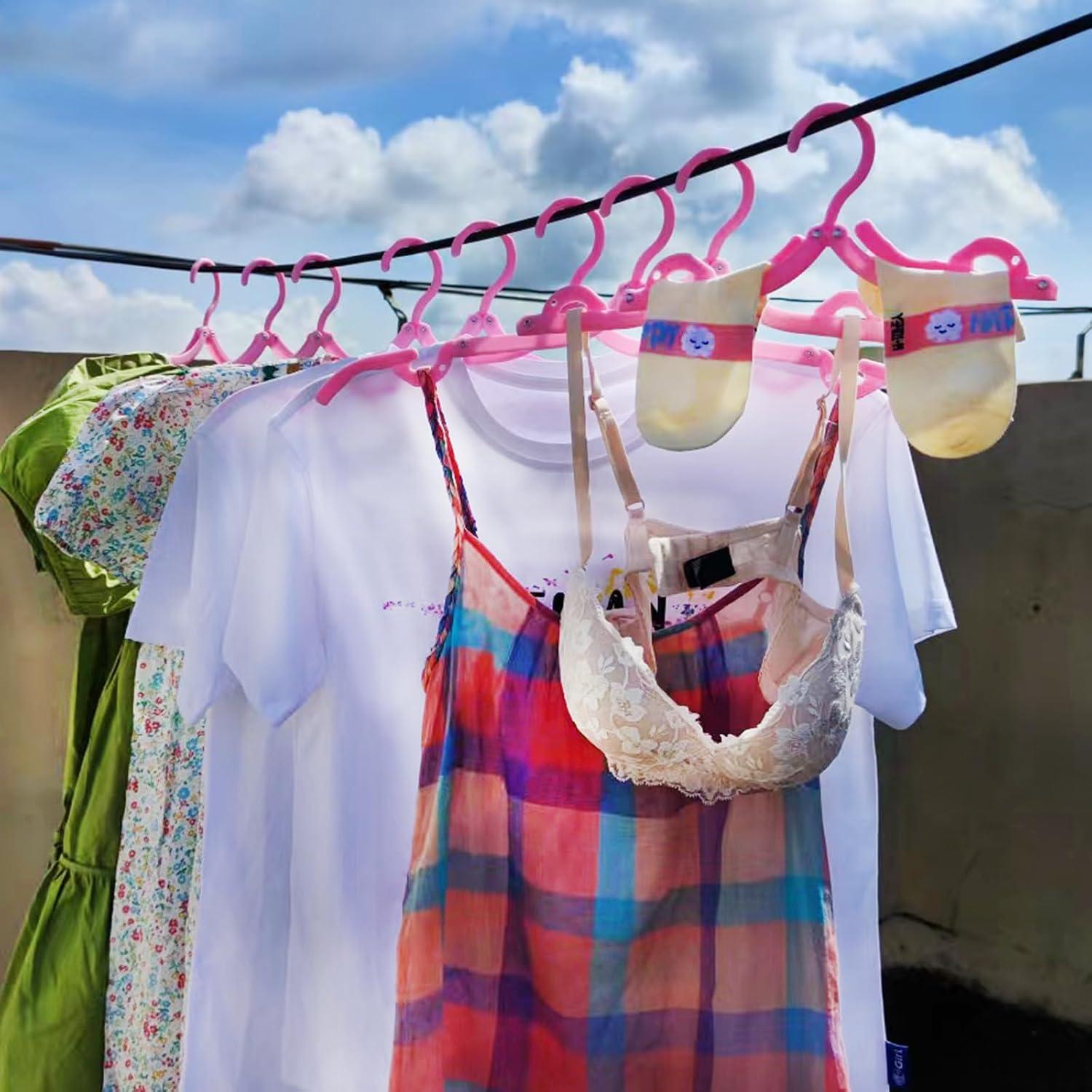 11 Perchas de Viaje Plegables BWXXXR Rosa para Ropa