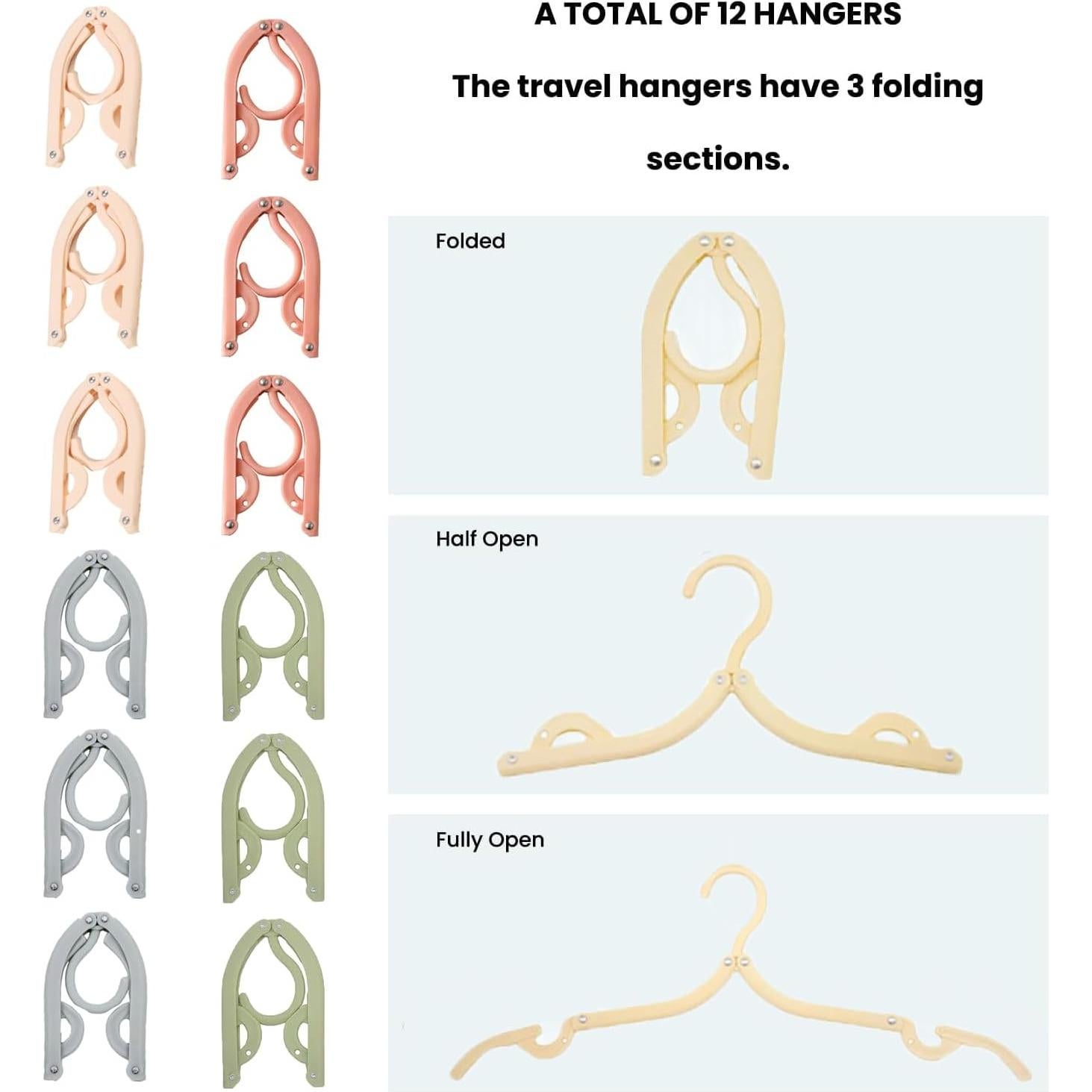 12 Perchas Plegables LIFTATAPA para Viaje y Dormitorio - Antideslizantes