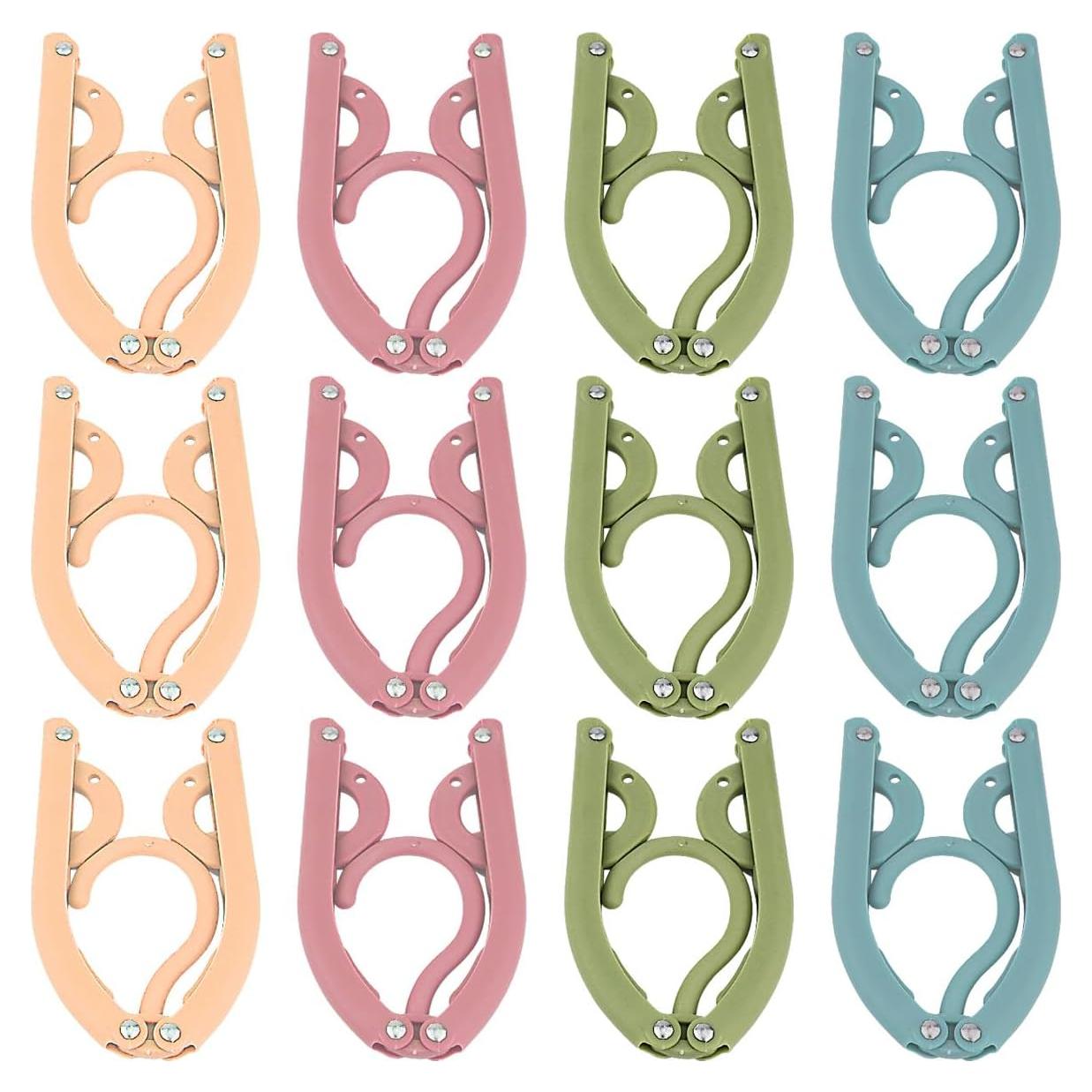 12 Perchas Plegables Bilkeru de Plástico para Viaje - 4 Colores