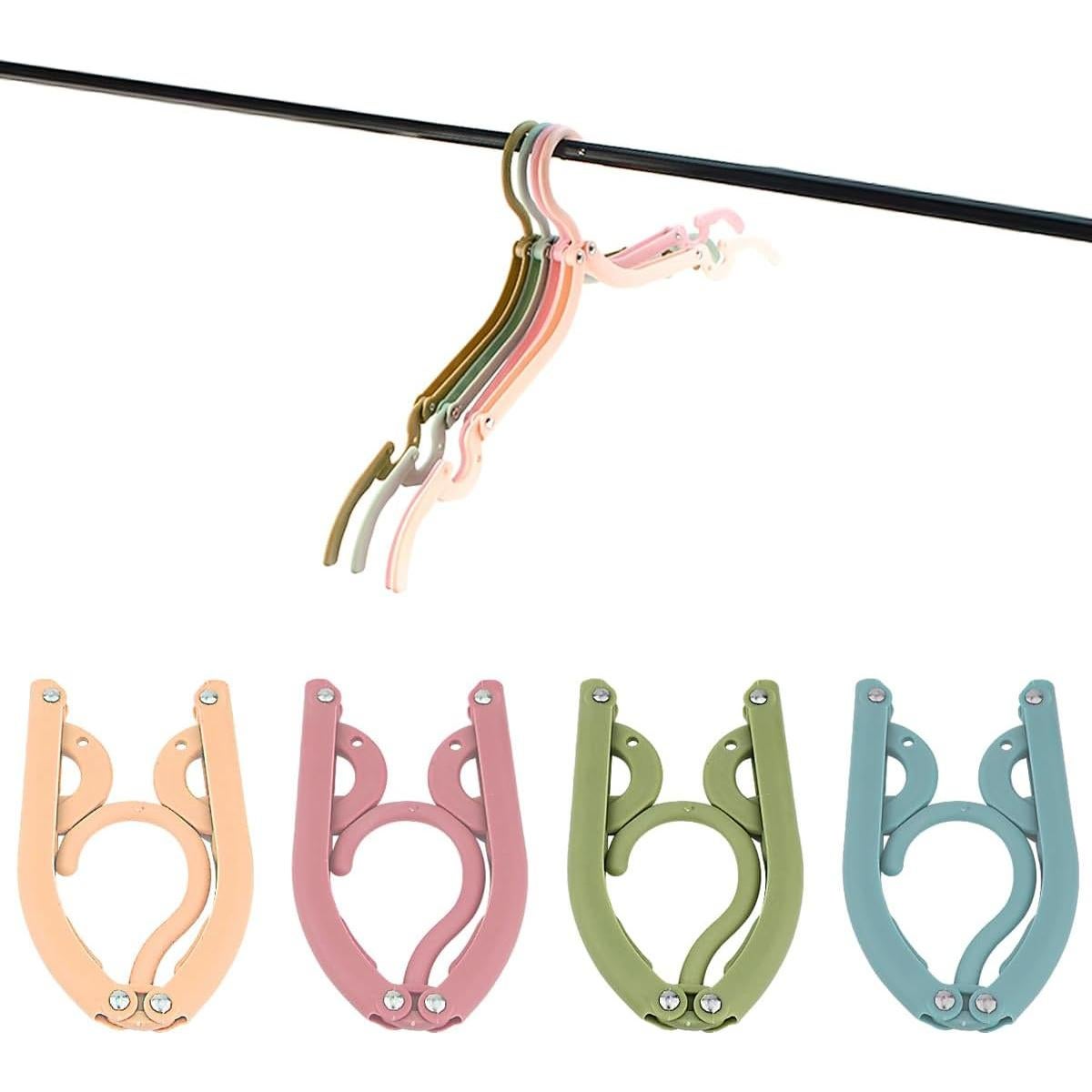 12 Perchas Plegables Bilkeru de Plástico para Viaje - 4 Colores
