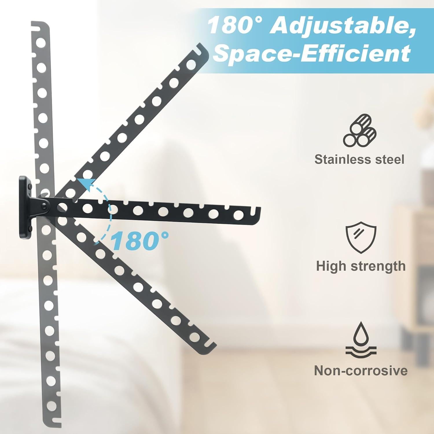 Perchero Plegable Alise YHD1008-B Negro Acero Inoxidable 8 Ganchos