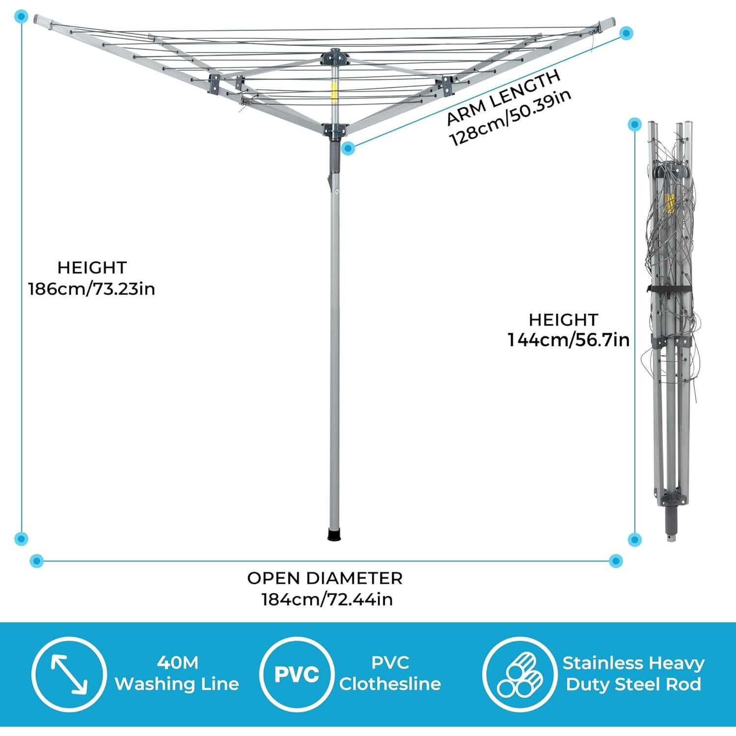 Soporte de Secado de Ropa Exterior Rotatorio JS HANGER 39.93m