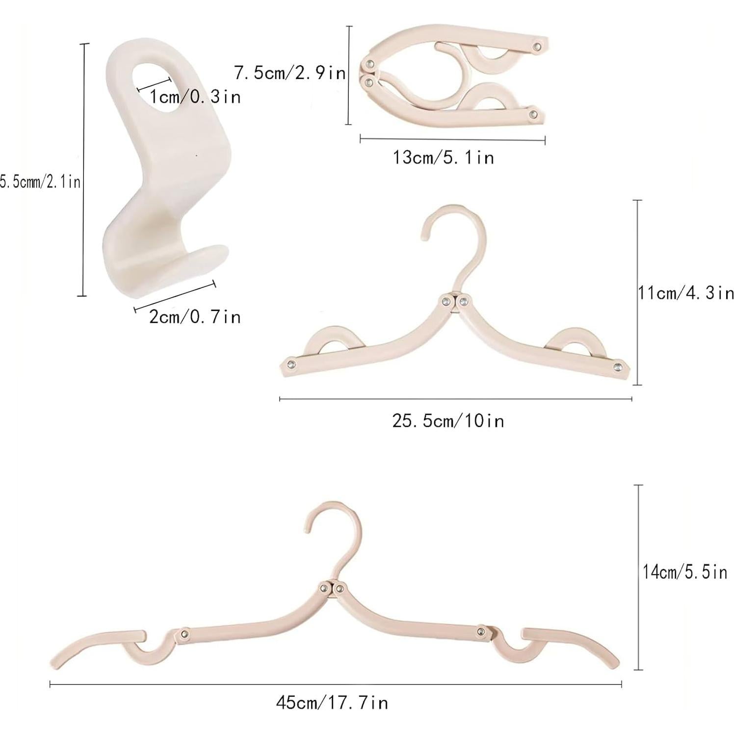 8Pcs Hangers with Clips and 8Pcs Hanger Hooks,Folding Space Saving Hanger Hooks for Clothes Pants Shirts Socks- Storage Bag for Travel