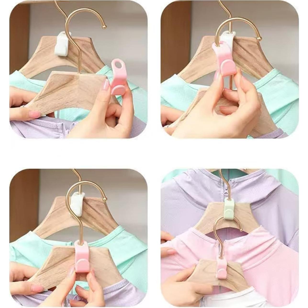 8Pcs Hangers with Clips and 8Pcs Hanger Hooks,Folding Space Saving Hanger Hooks for Clothes Pants Shirts Socks- Storage Bag for Travel