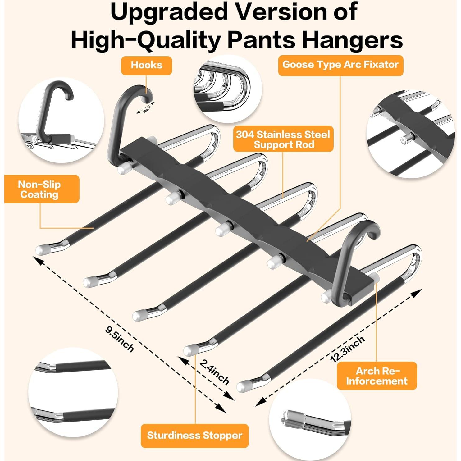 Perchas para Pantalones AUFETQ - 2 Piezas Antideslizantes