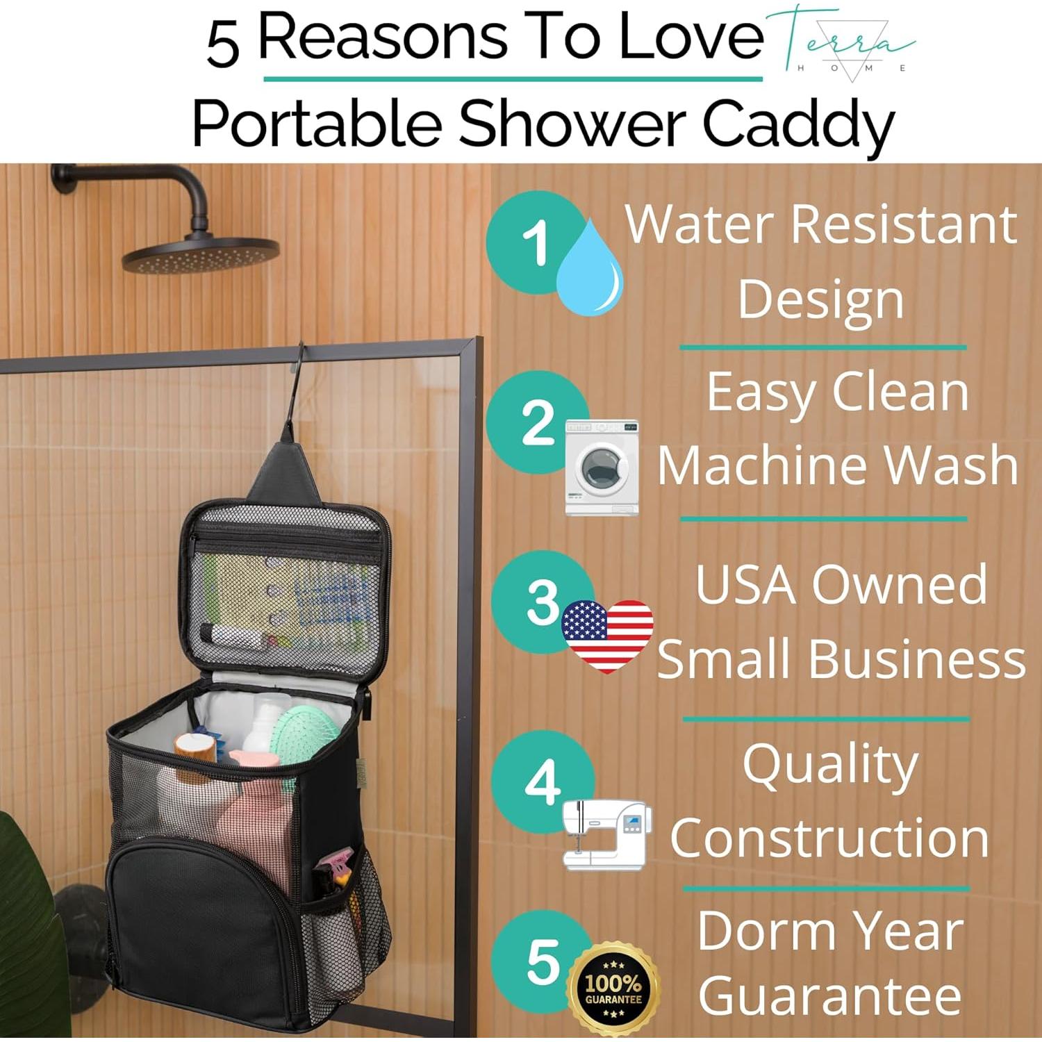 Caddy de Ducha Portátil TERRA HOME Negro 8L Plegable