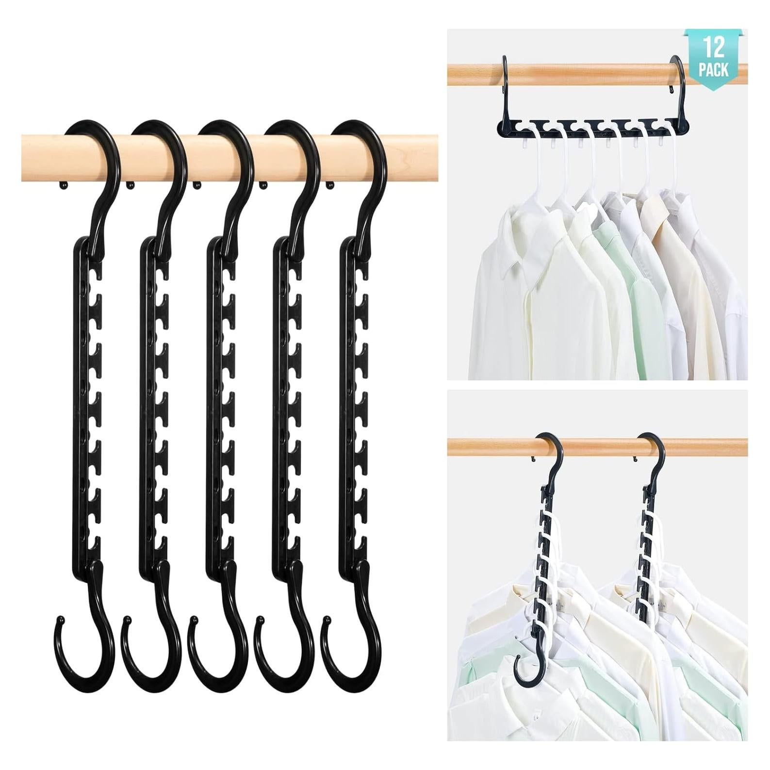 Perchas de Plástico HOUSE DAY 12 Pzas Ahorra Espacio Negro